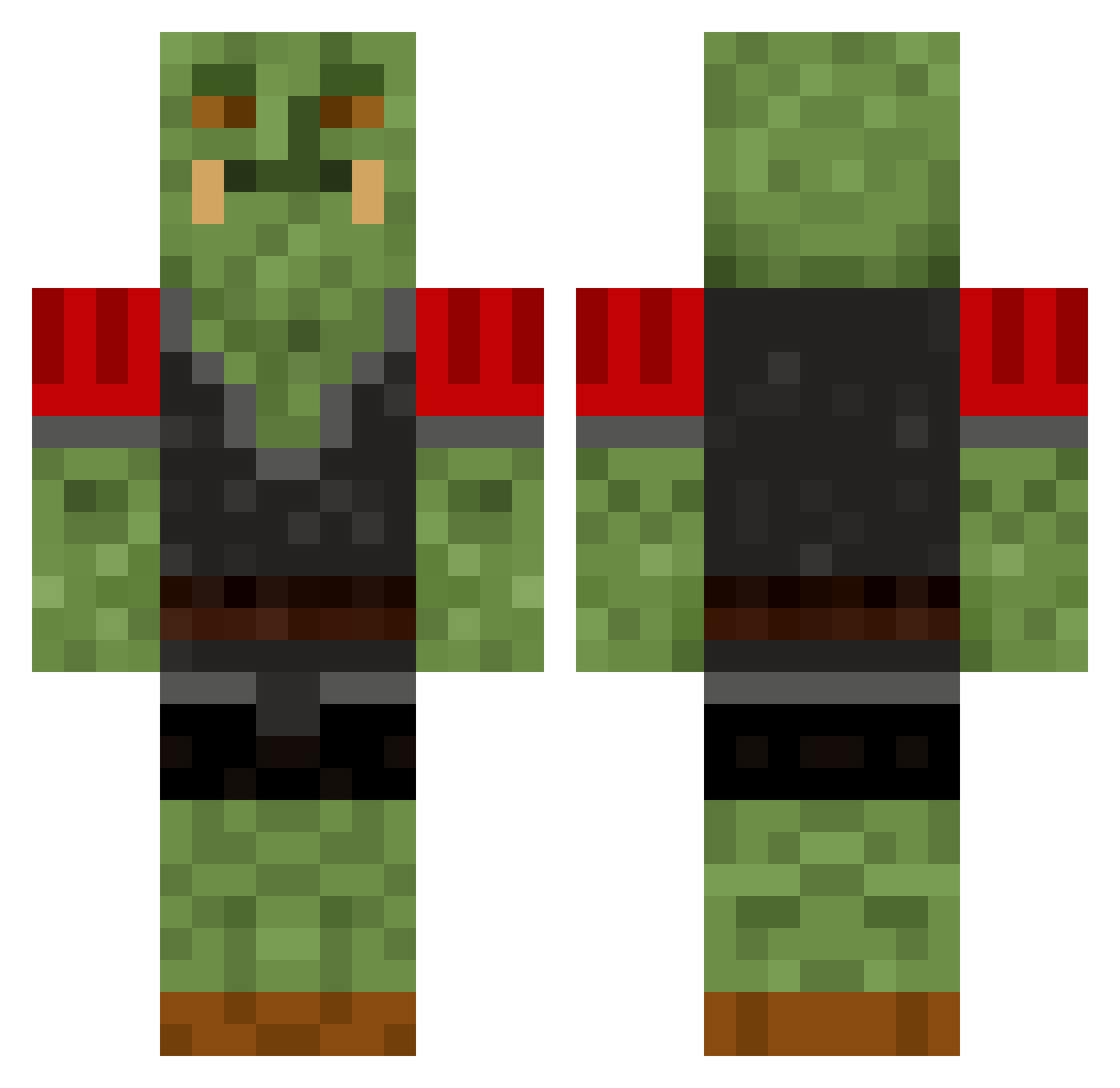 Massless Minecraft skin, front and back view