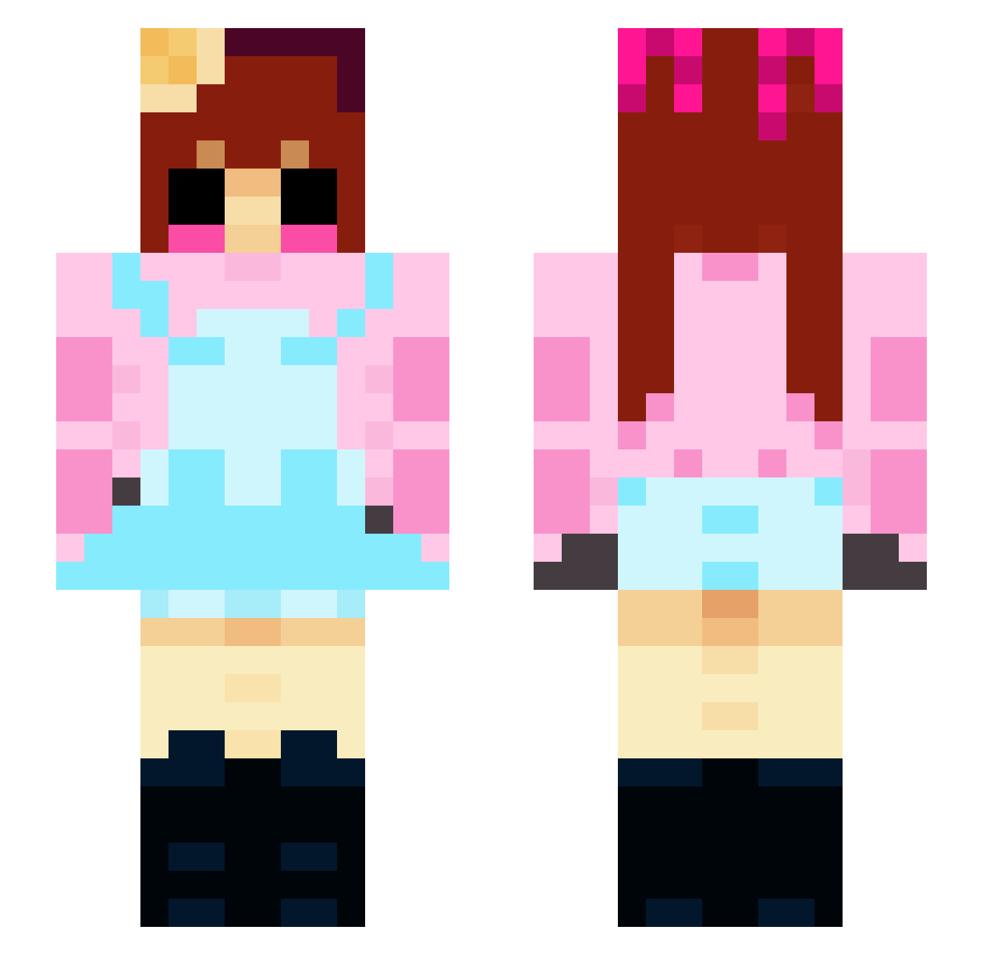 SP1NALC0RD9 Minecraft skin, front and back view