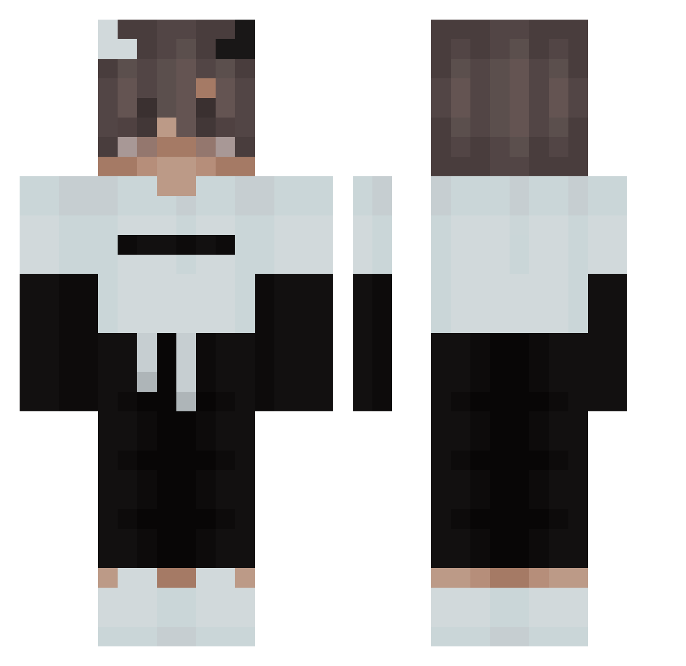 TriggerBotGuy Minecraft skin, front and back view