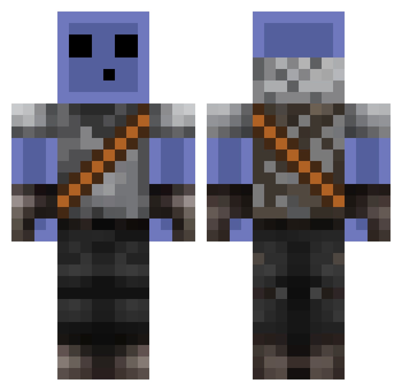 TQB1 Minecraft skin, front and back view