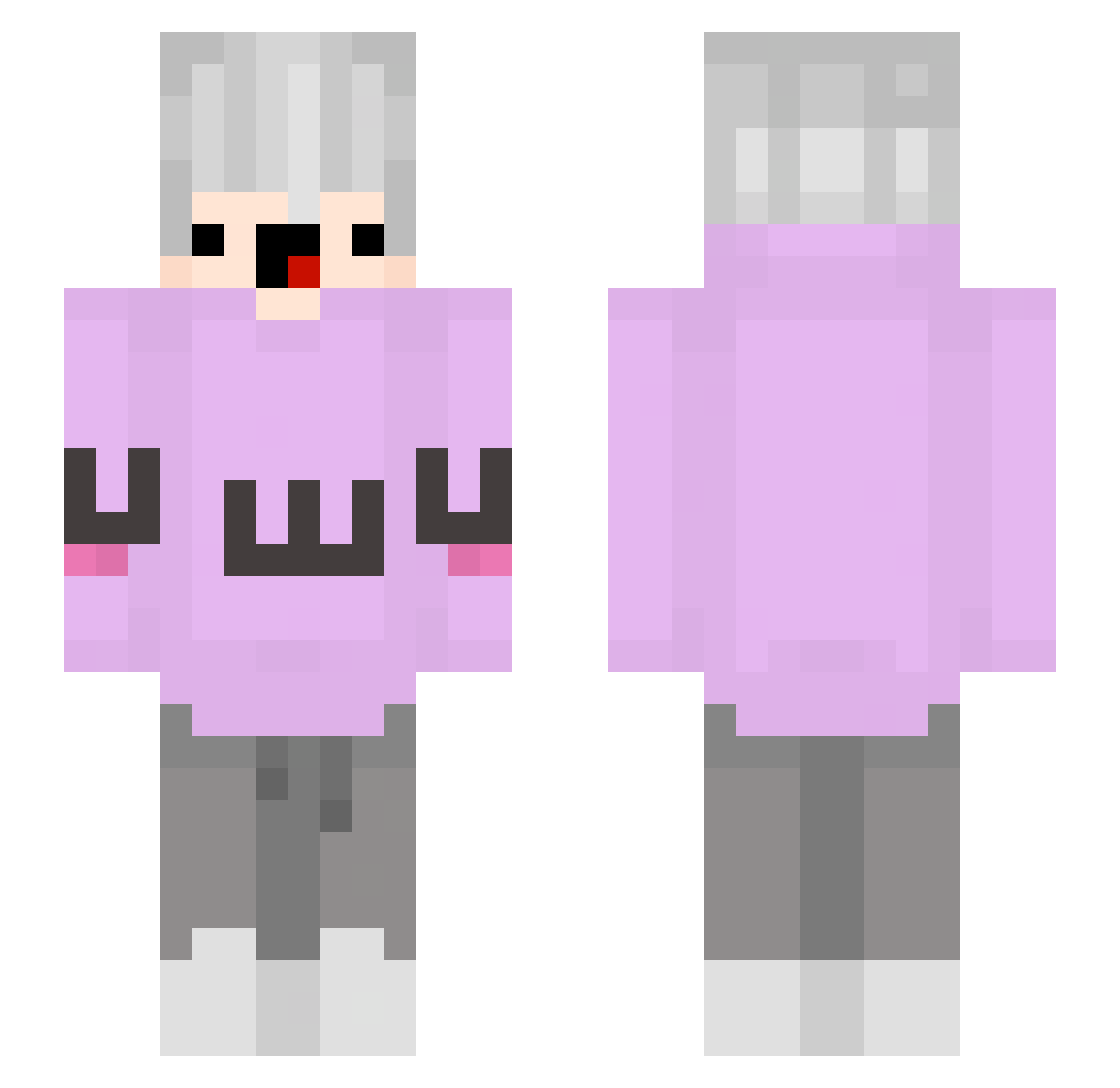happiuwu Minecraft skin, front and back view