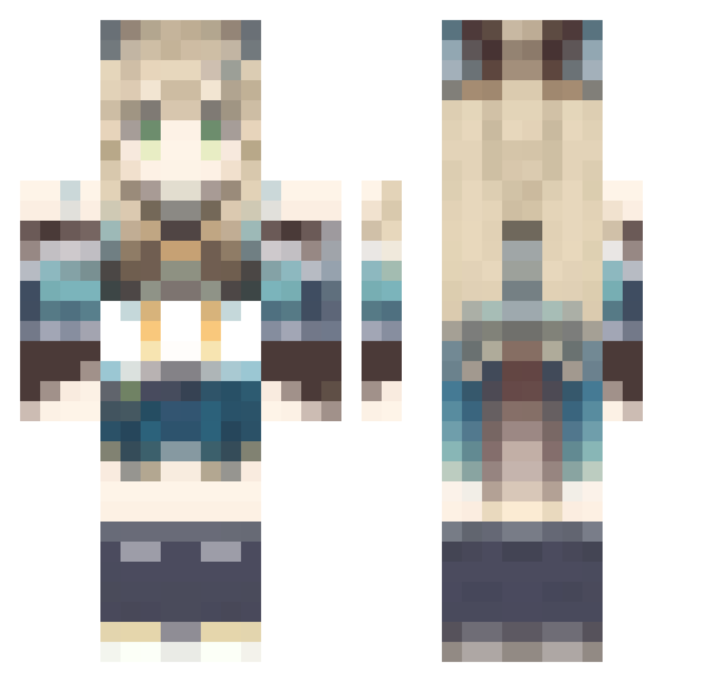 DF_BYDs Minecraft skin, front and back view