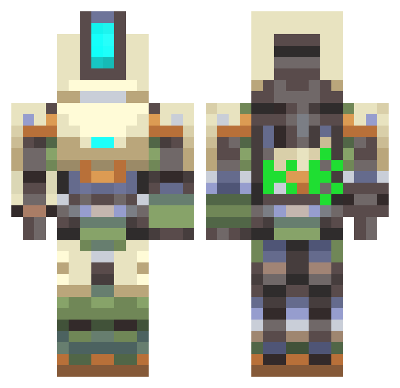 moouuki Minecraft skin, front and back view