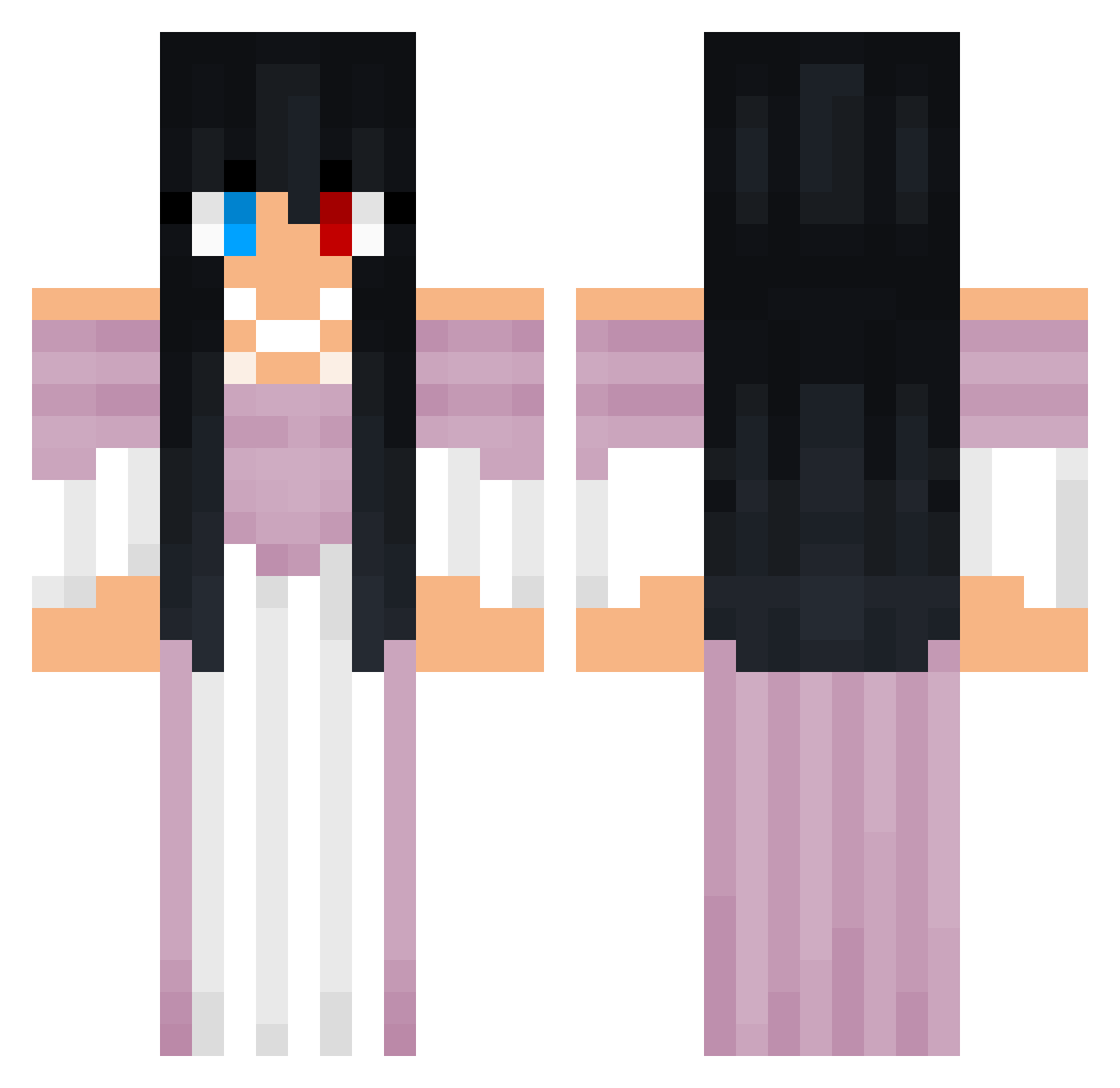 Aliie_Crystal Minecraft skin, front and back view