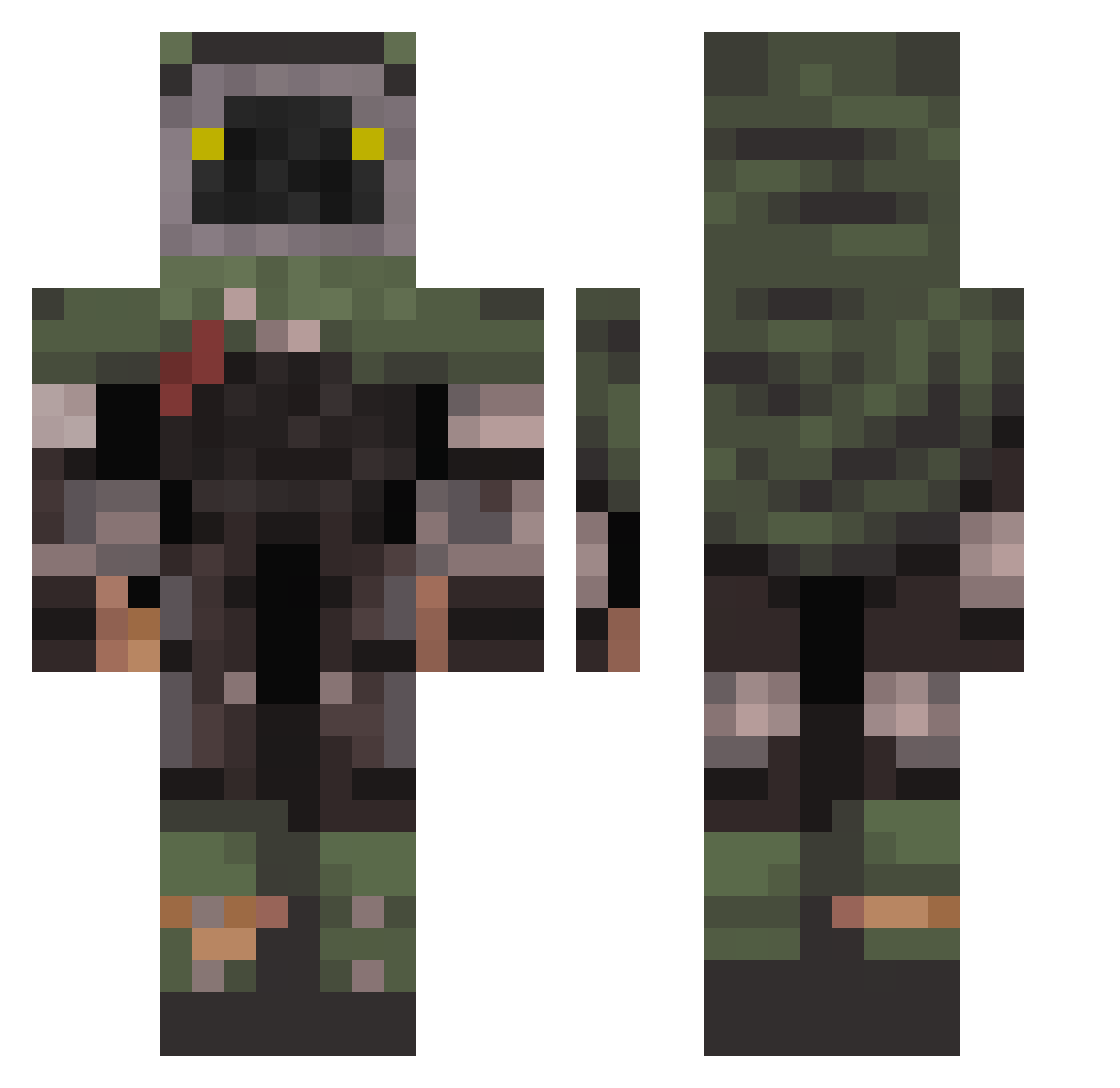 ChalkyMercury Minecraft skin, front and back view