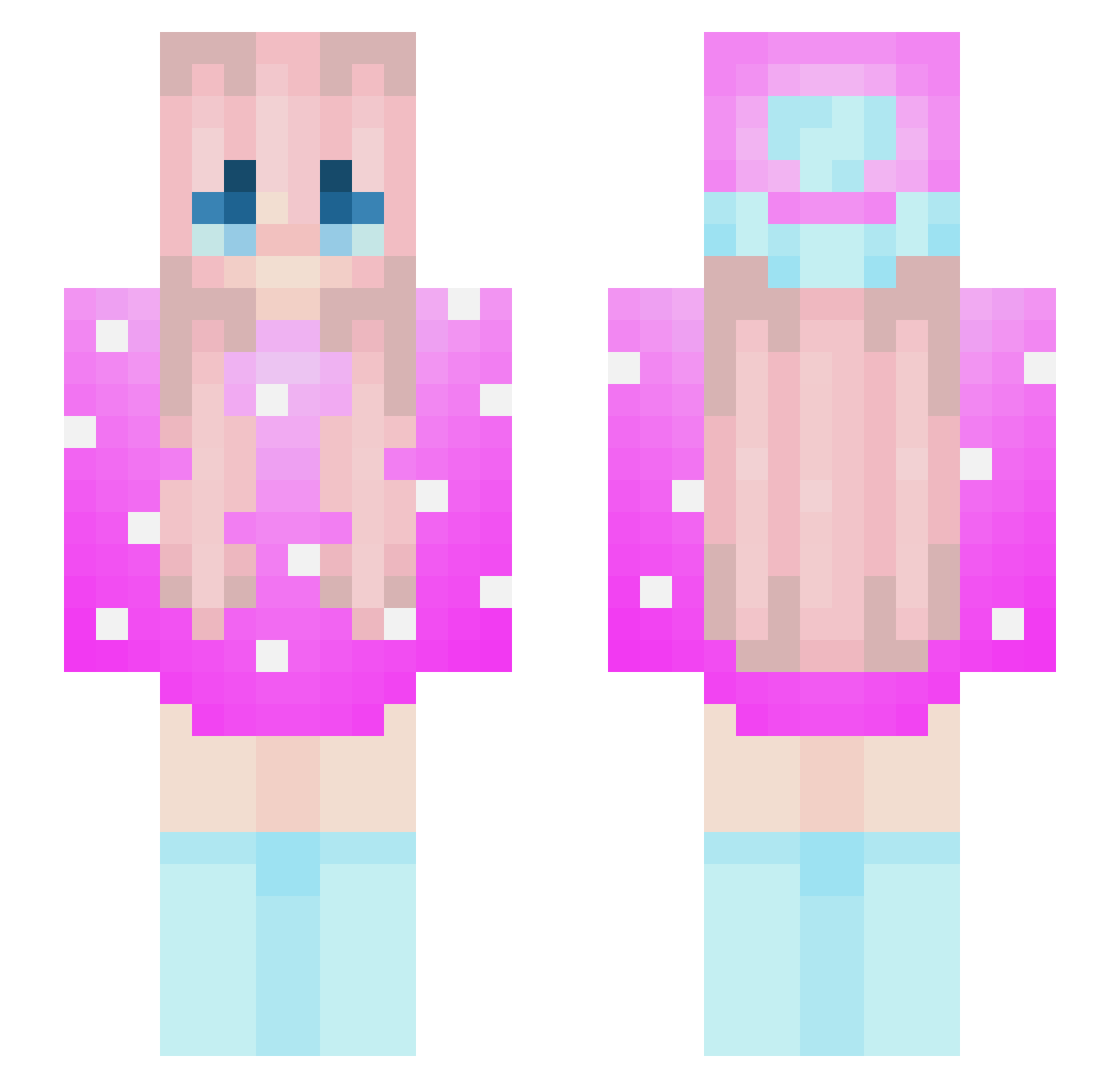 PuppyLady Minecraft skin, front and back view