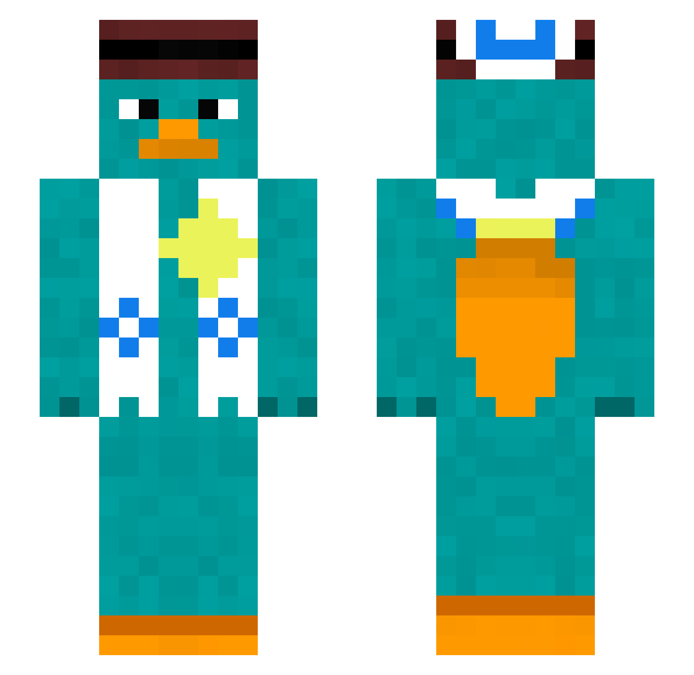 Touristic Minecraft skin, front and back view