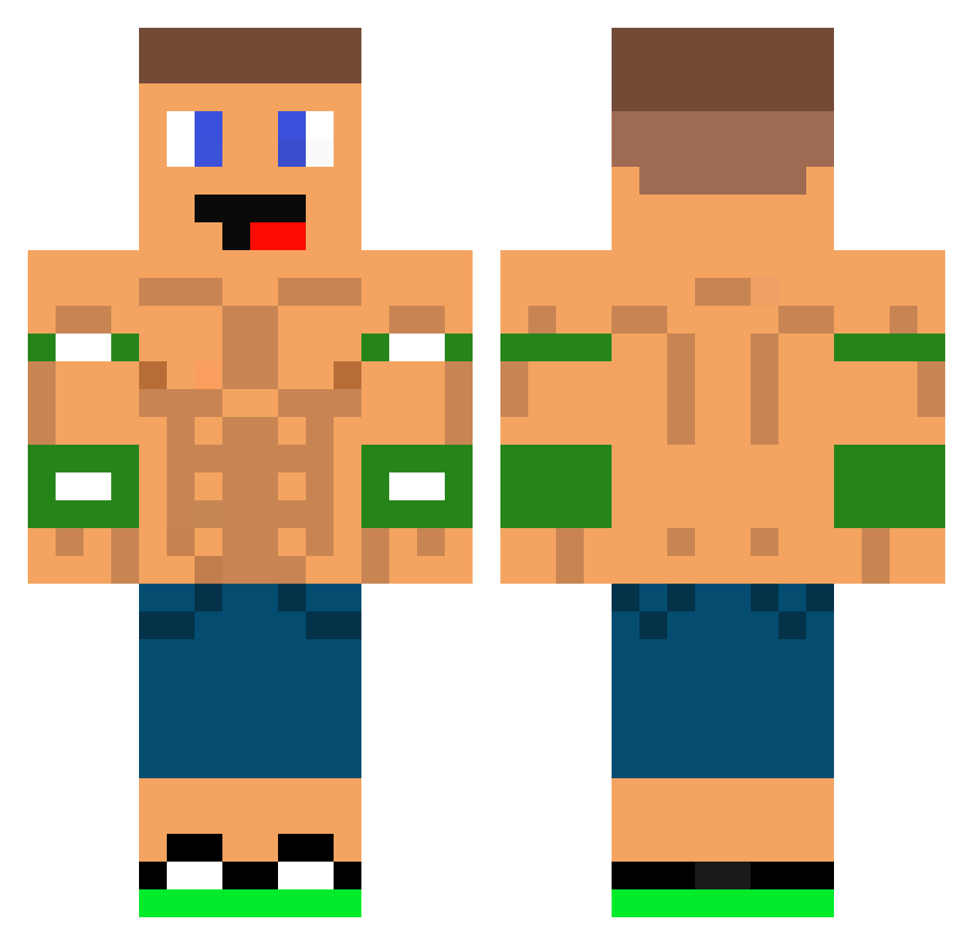 wweJohnCena Minecraft skin, front and back view