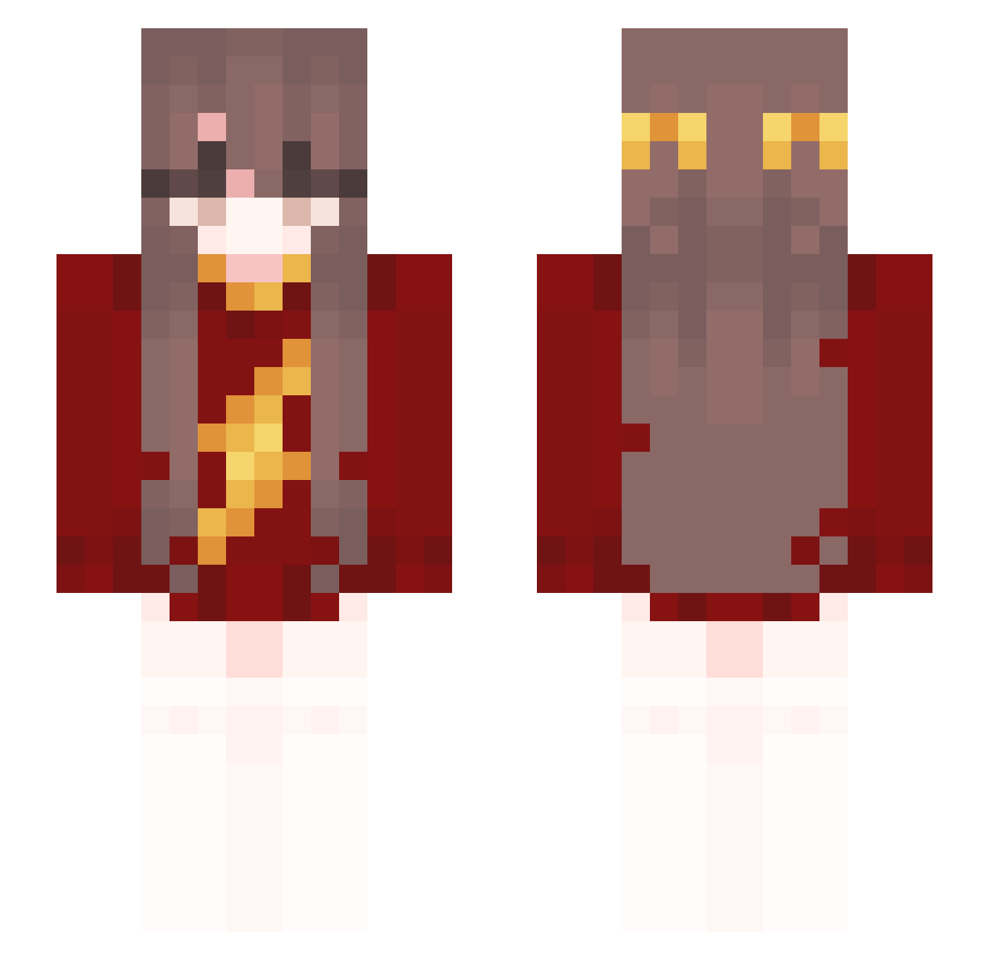 gleamels Minecraft skin, front and back view