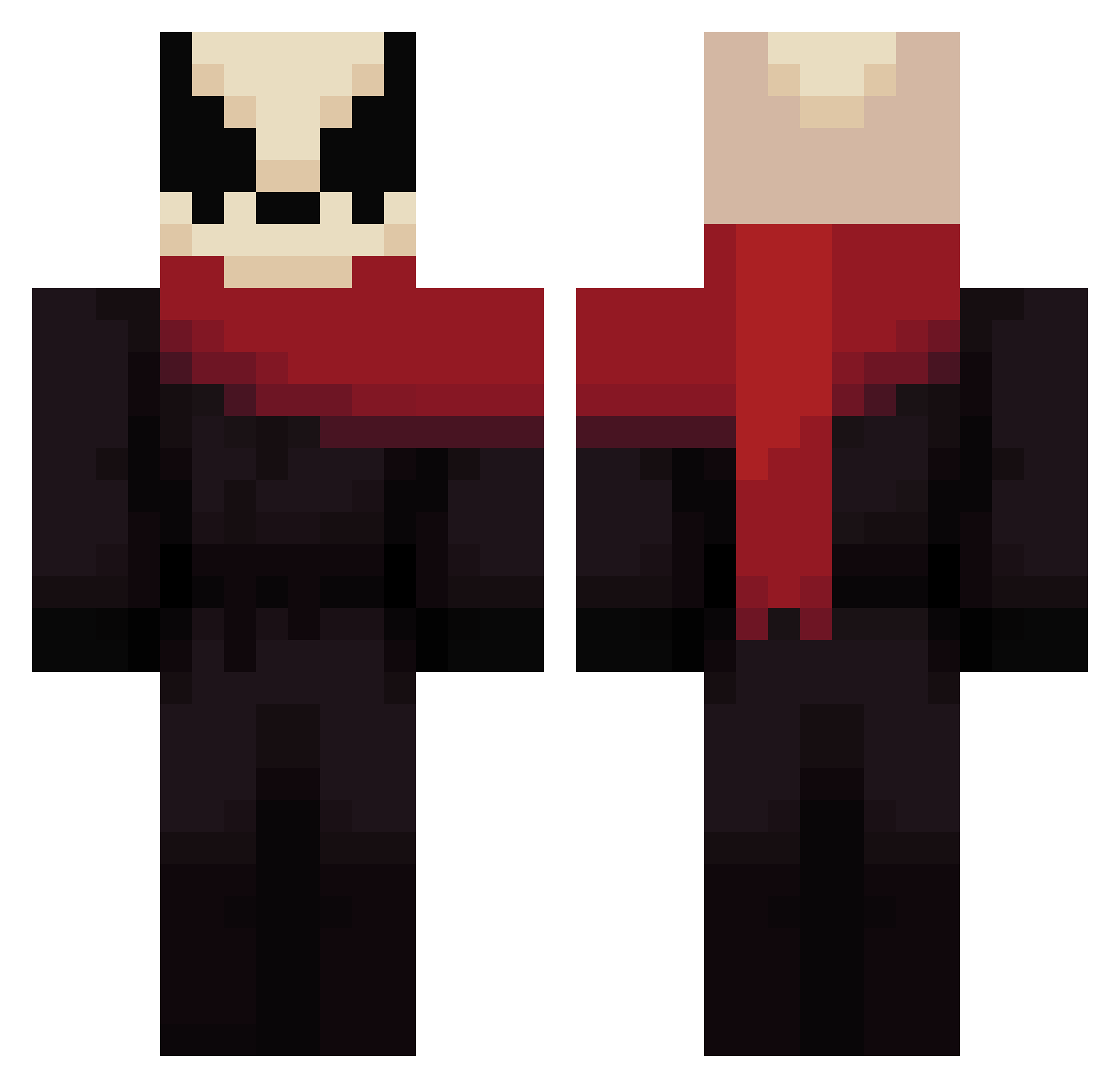 Uzi_noob Minecraft skin, front and back view