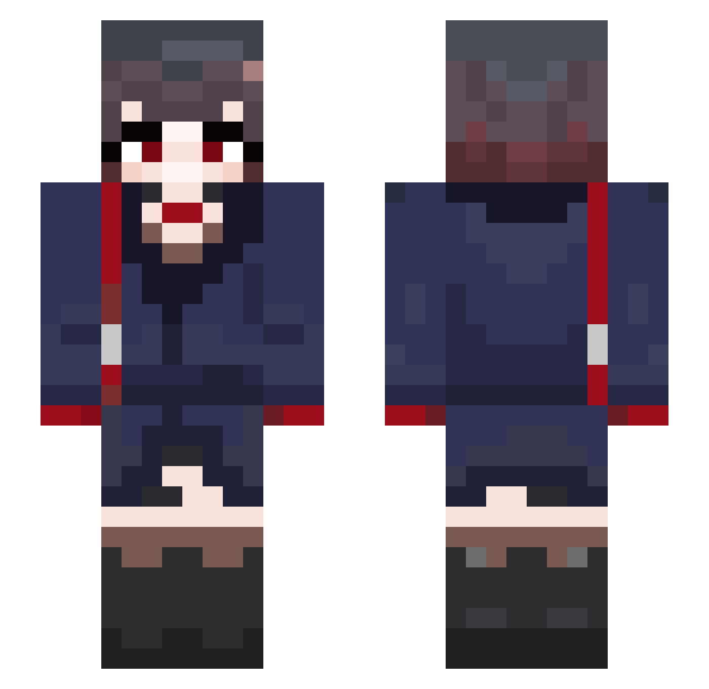 UpmostGhost Minecraft skin, front and back view