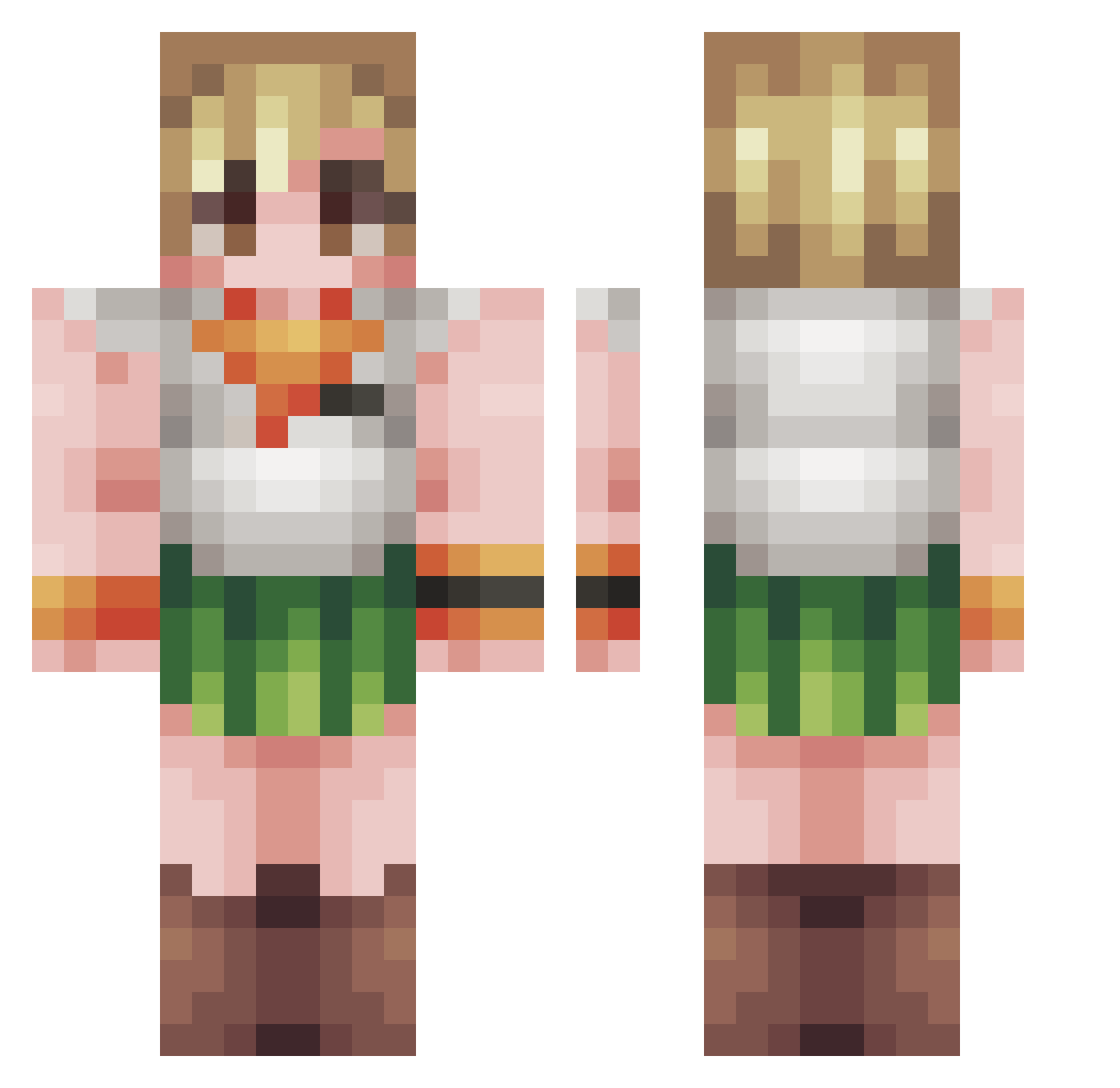 Skeleton9 Minecraft skin, front and back view