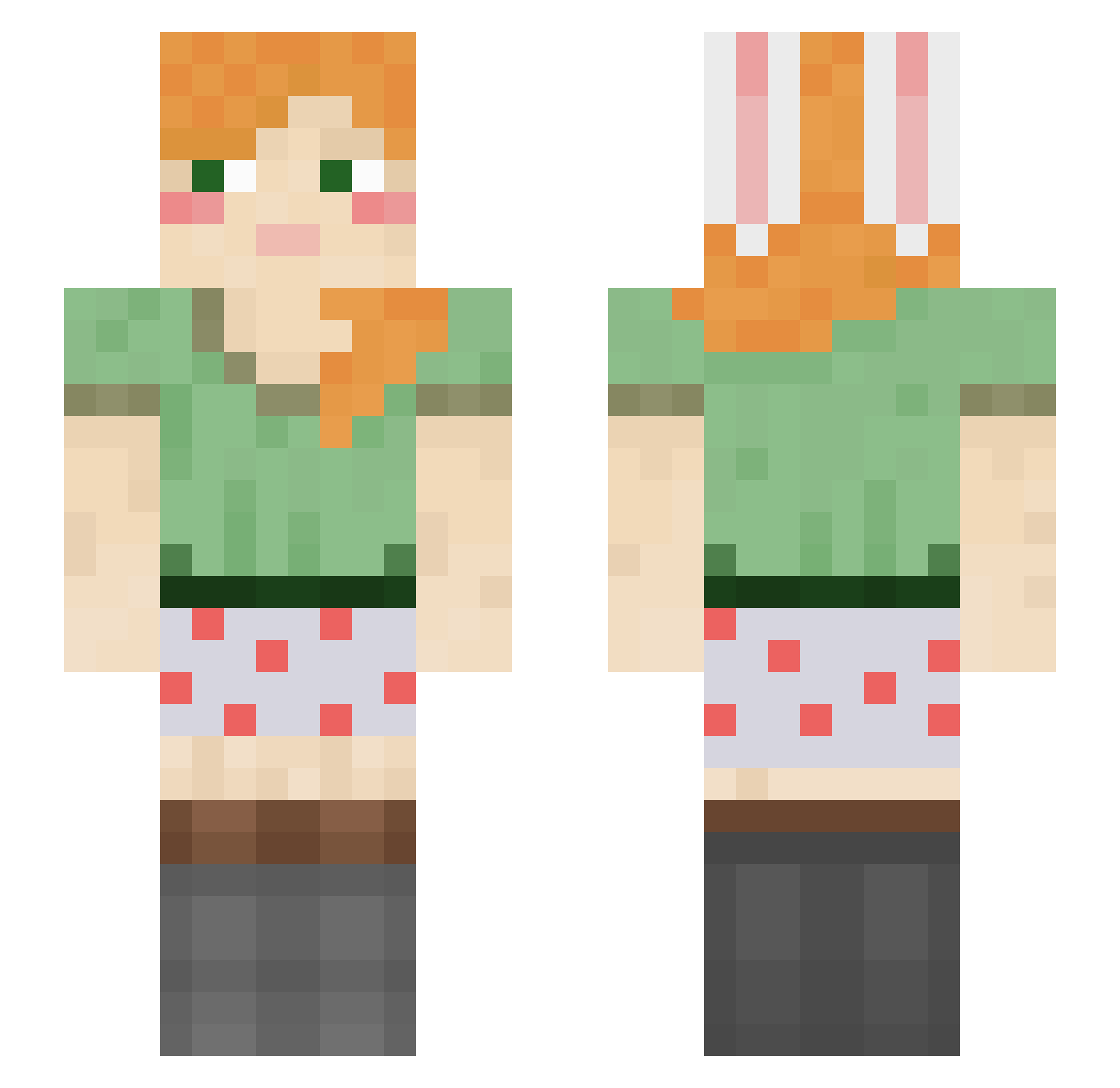twion Minecraft skin, front and back view