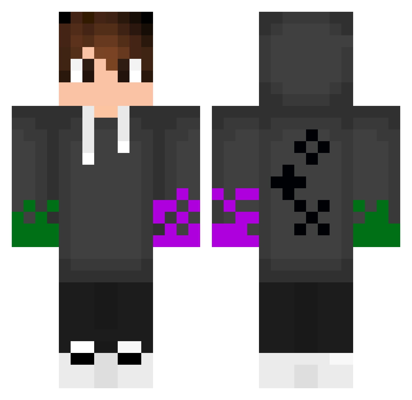 TwelZoneh Minecraft skin, front and back view