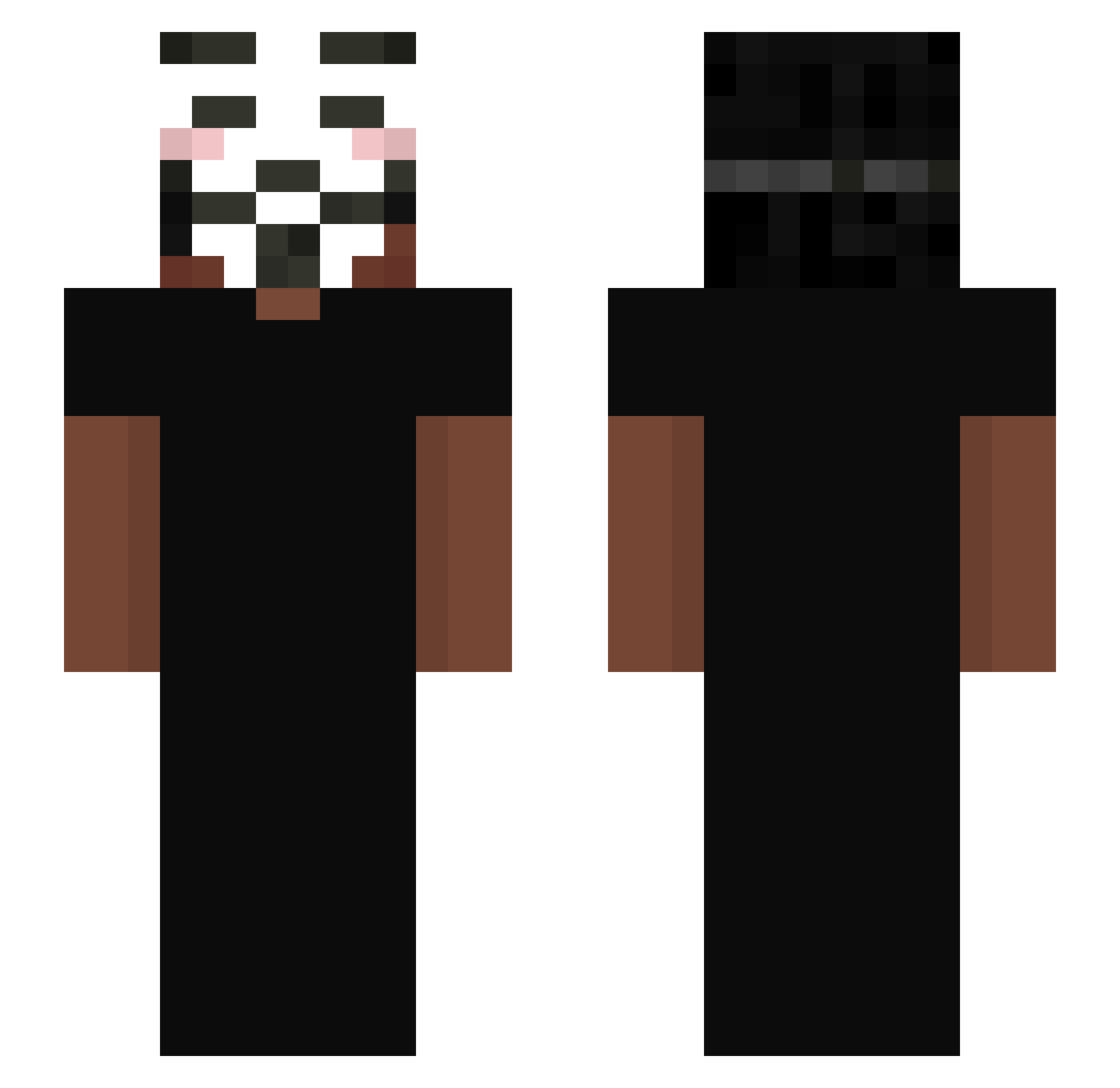 qmeam Minecraft skin, front and back view