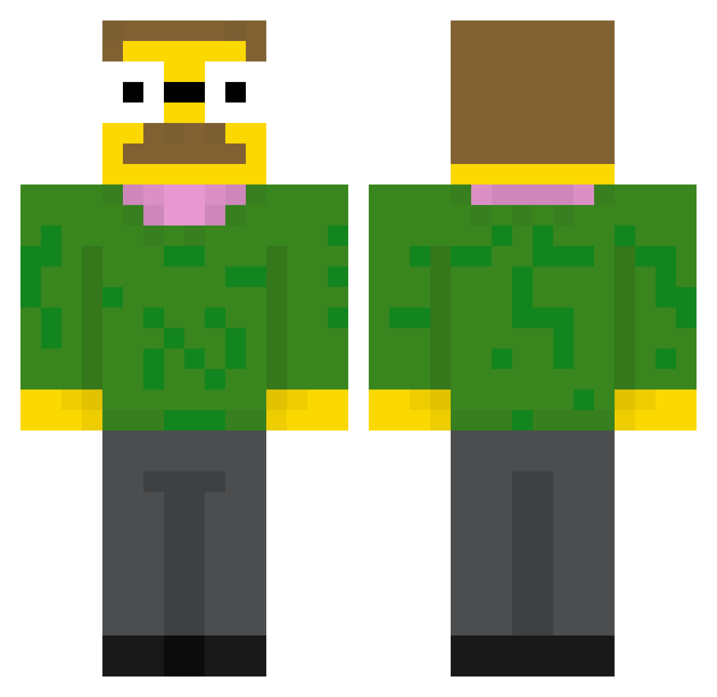 SweetPaco Minecraft skin, front and back view