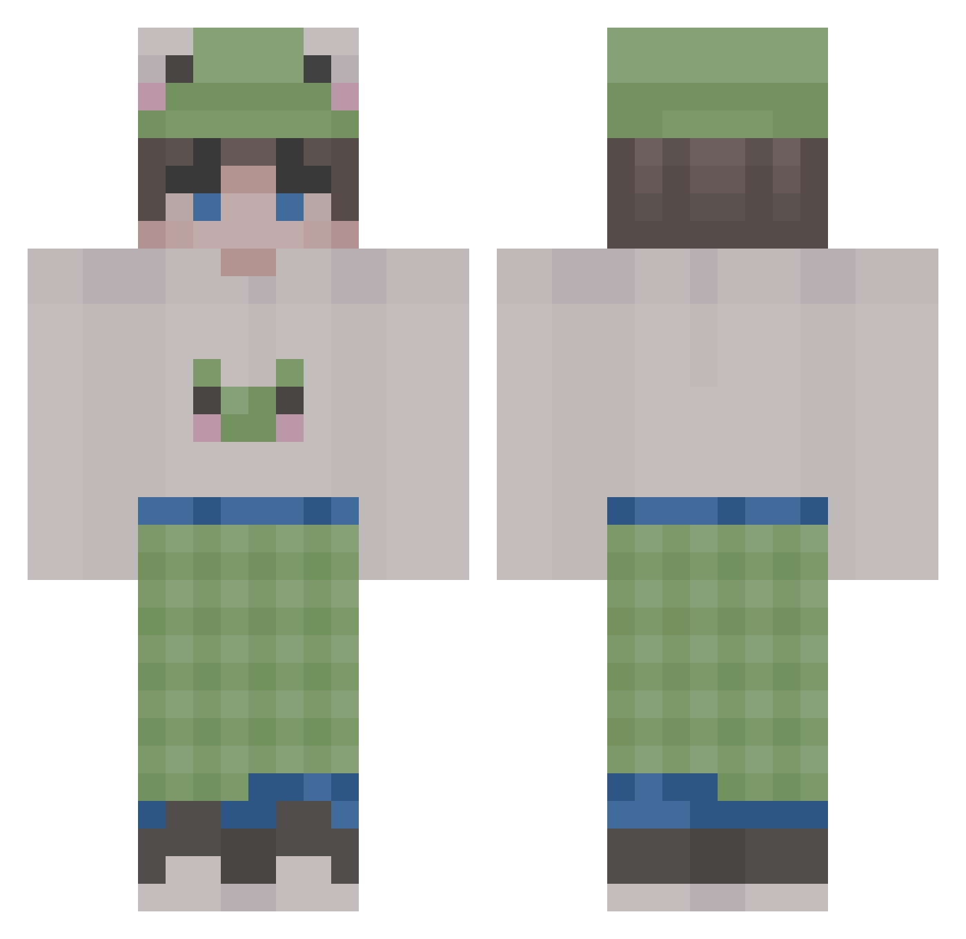 Tehbeans690 Minecraft skin, front and back view