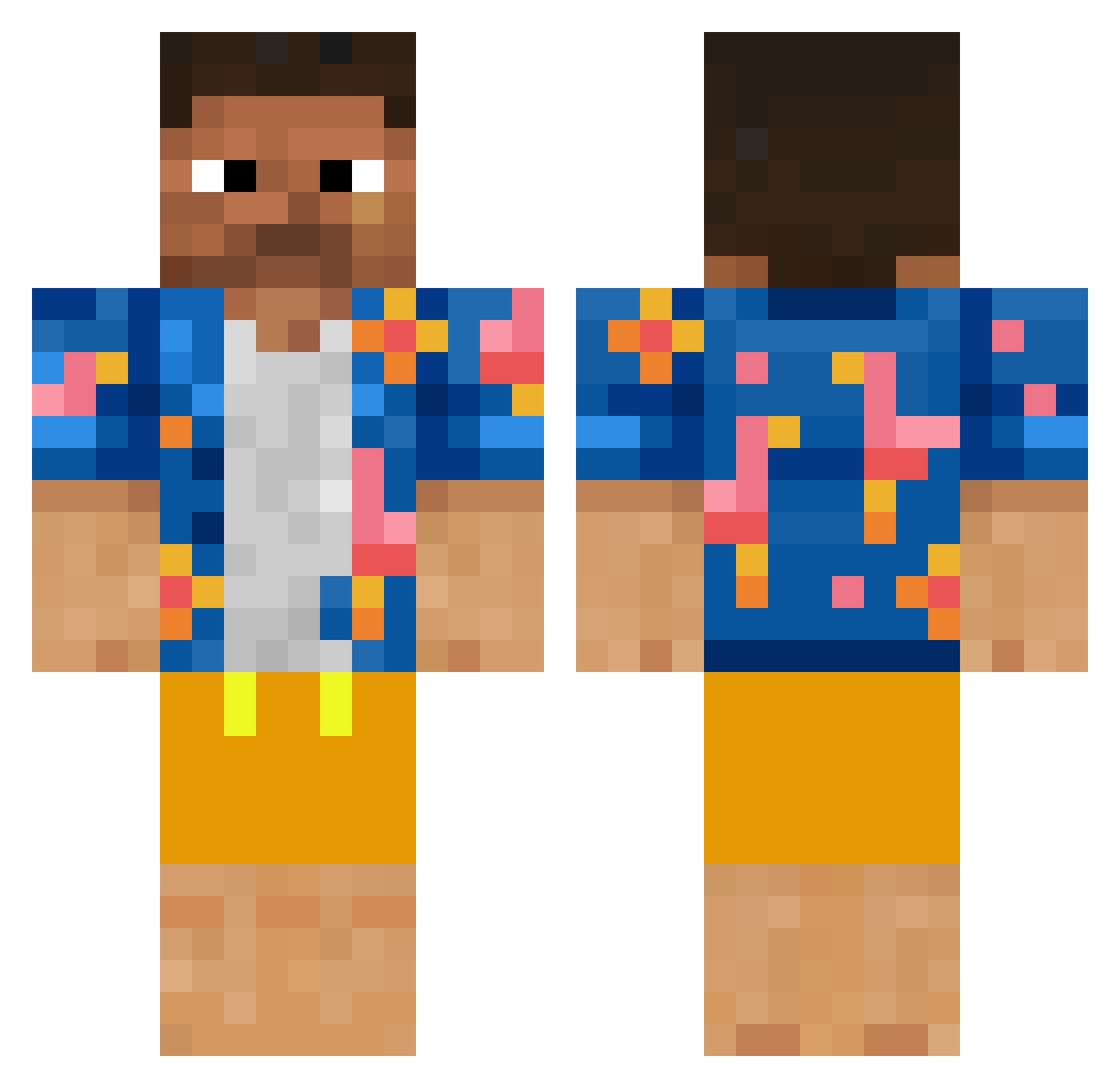 Grimfeldt Minecraft skin, front and back view