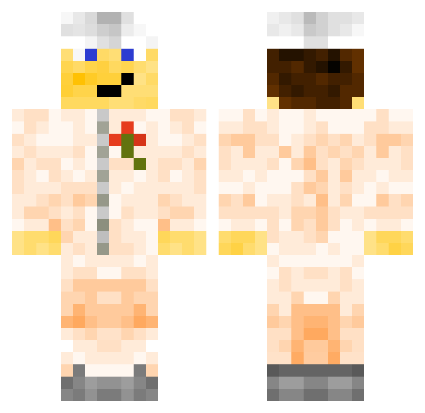 BackArrow Minecraft skin, front and back view