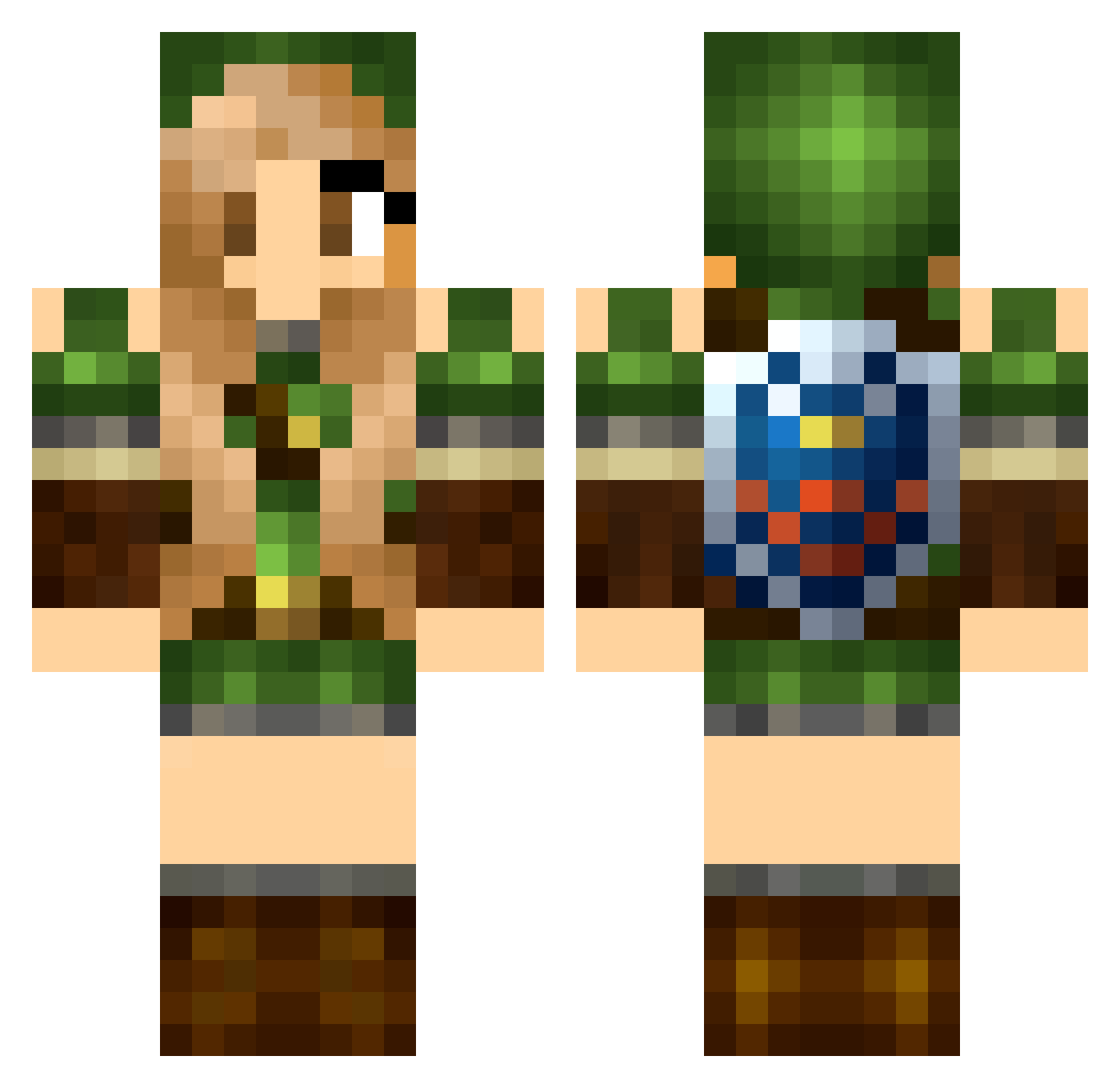 Fyel Minecraft skin, front and back view