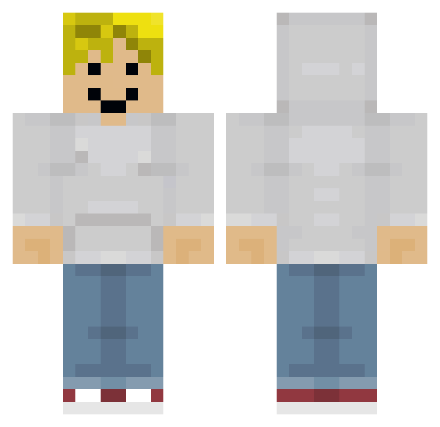 Toeroids Minecraft skin, front and back view