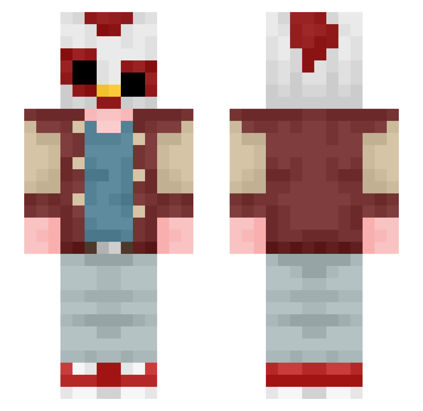 ChickenMcTendy Minecraft skin, front and back view