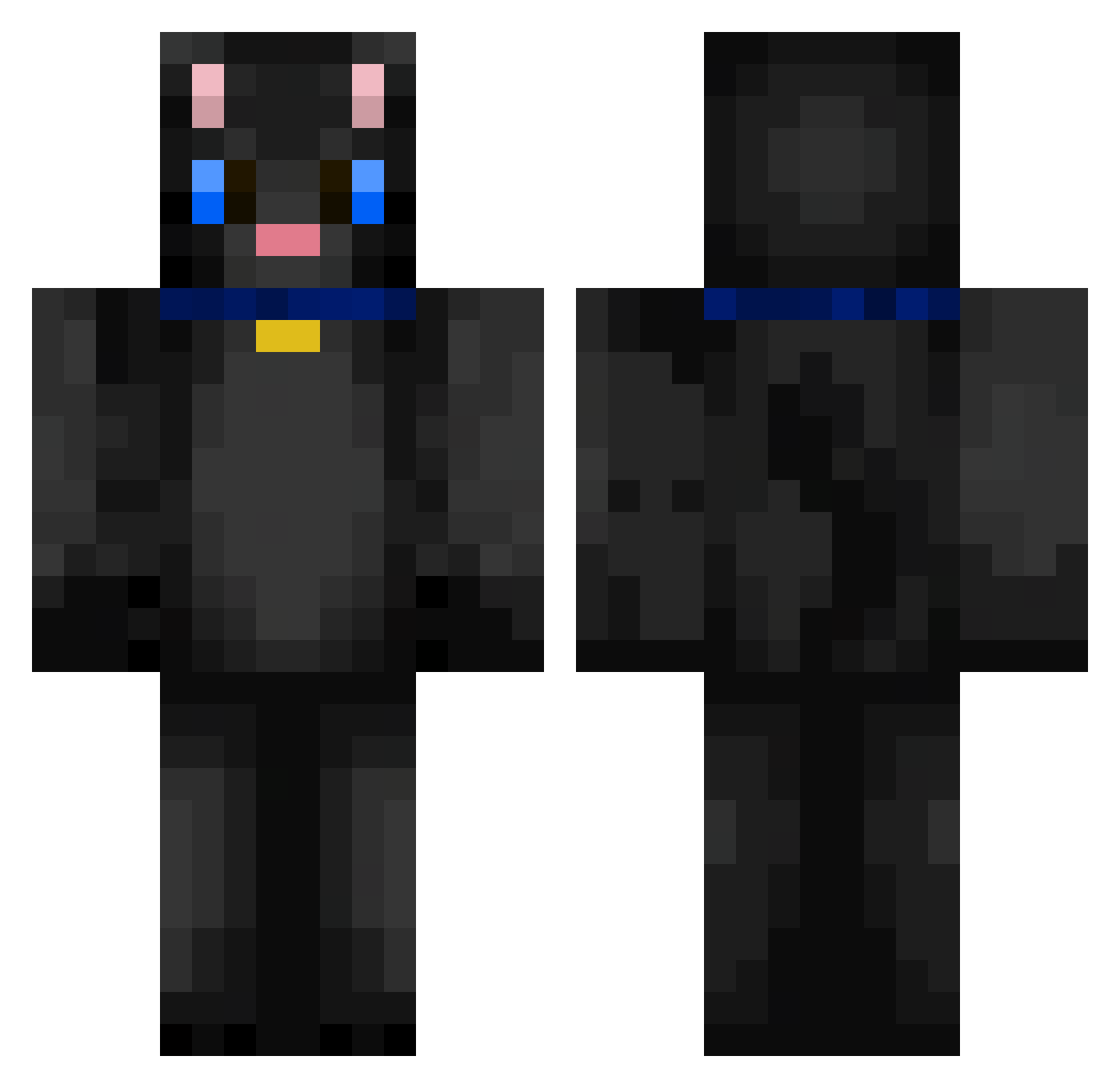 GravityTizer Minecraft skin, front and back view