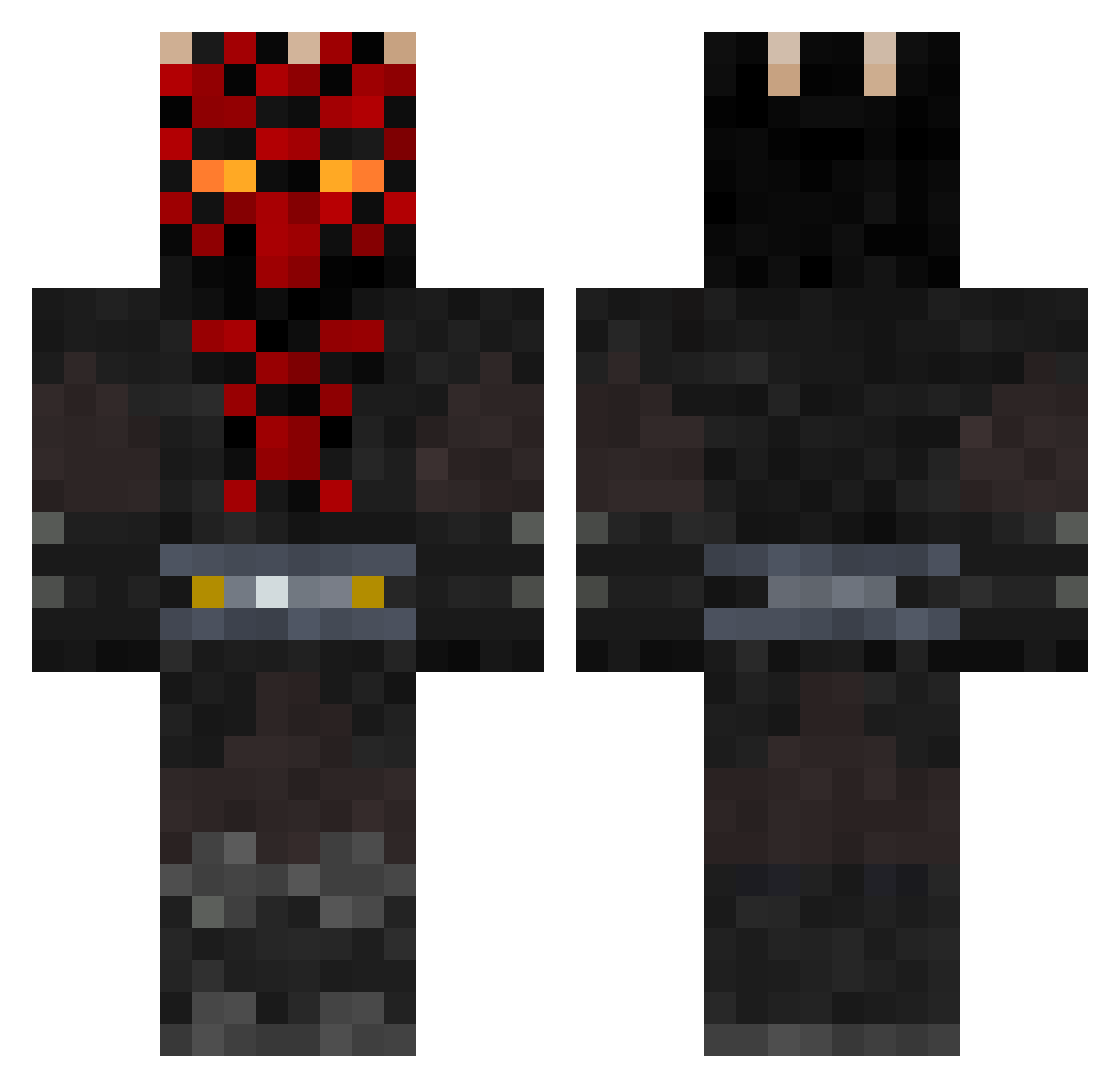 PikaCrafting Minecraft skin, front and back view