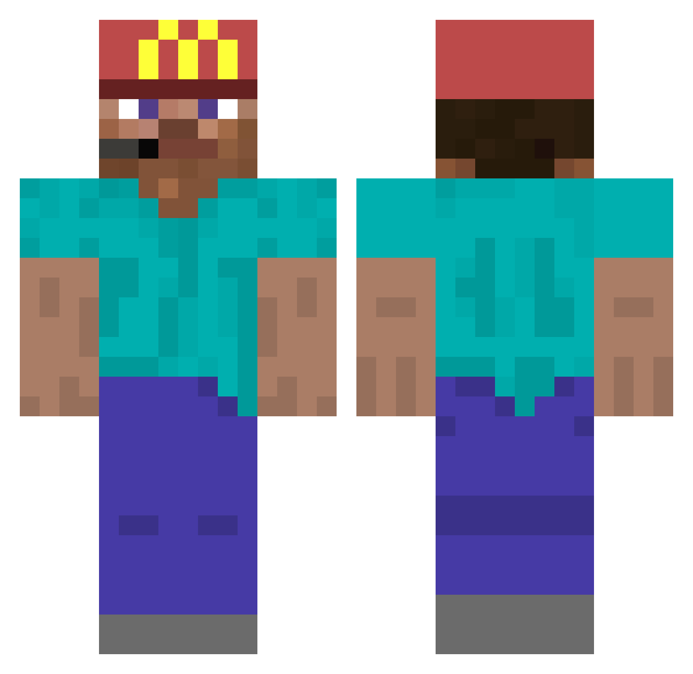 tacop0ckets Minecraft skin, front and back view