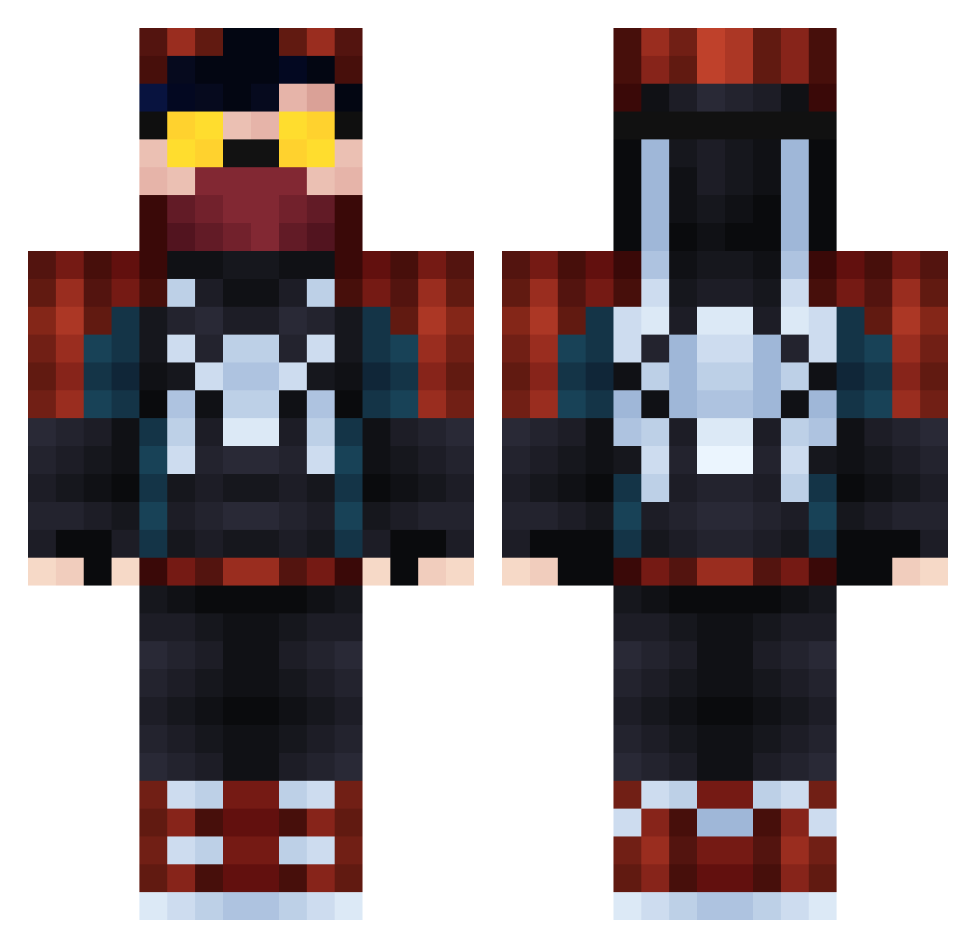 NoSoyTreff Minecraft skin, front and back view