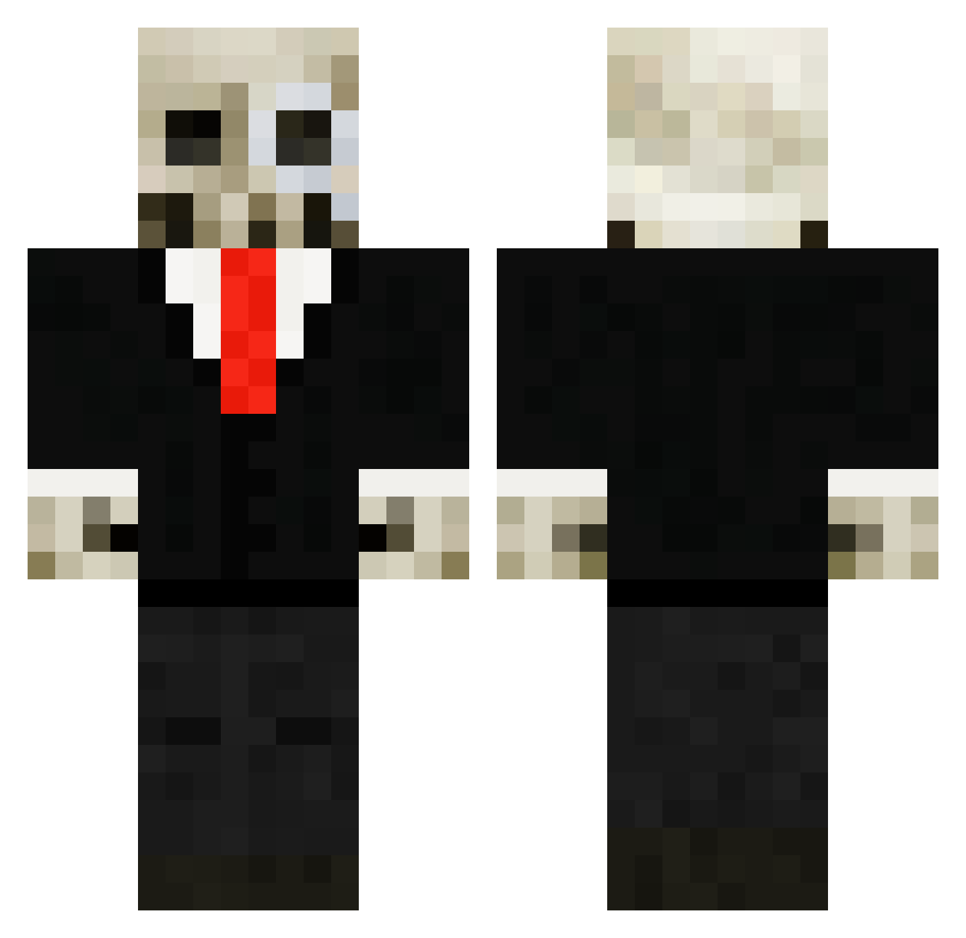 FleshLess Minecraft skin, front and back view