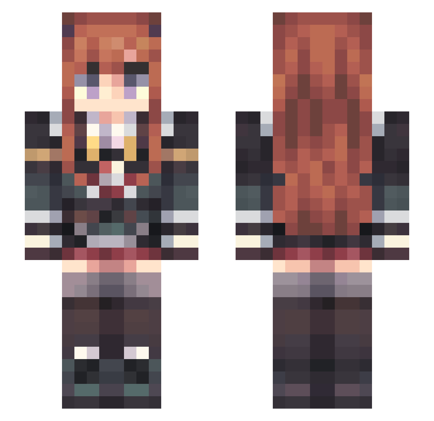 redSp Minecraft skin, front and back view