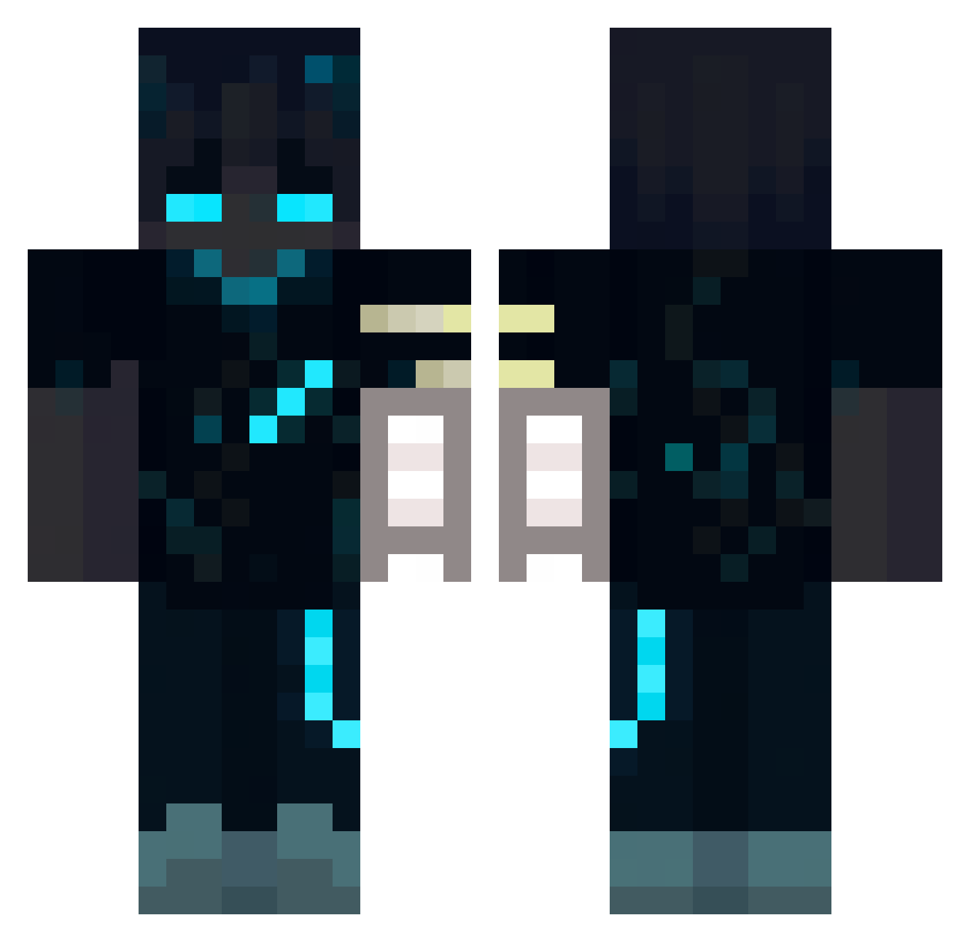 Masked757 Minecraft skin, front and back view