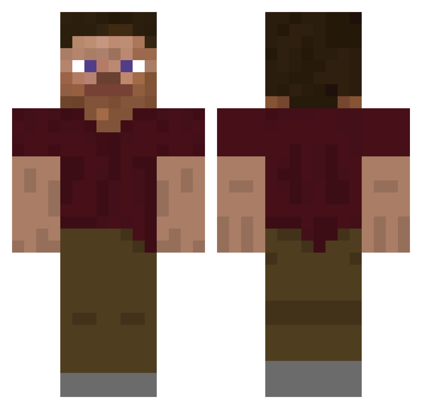 PsyPiPPi Minecraft skin, front and back view
