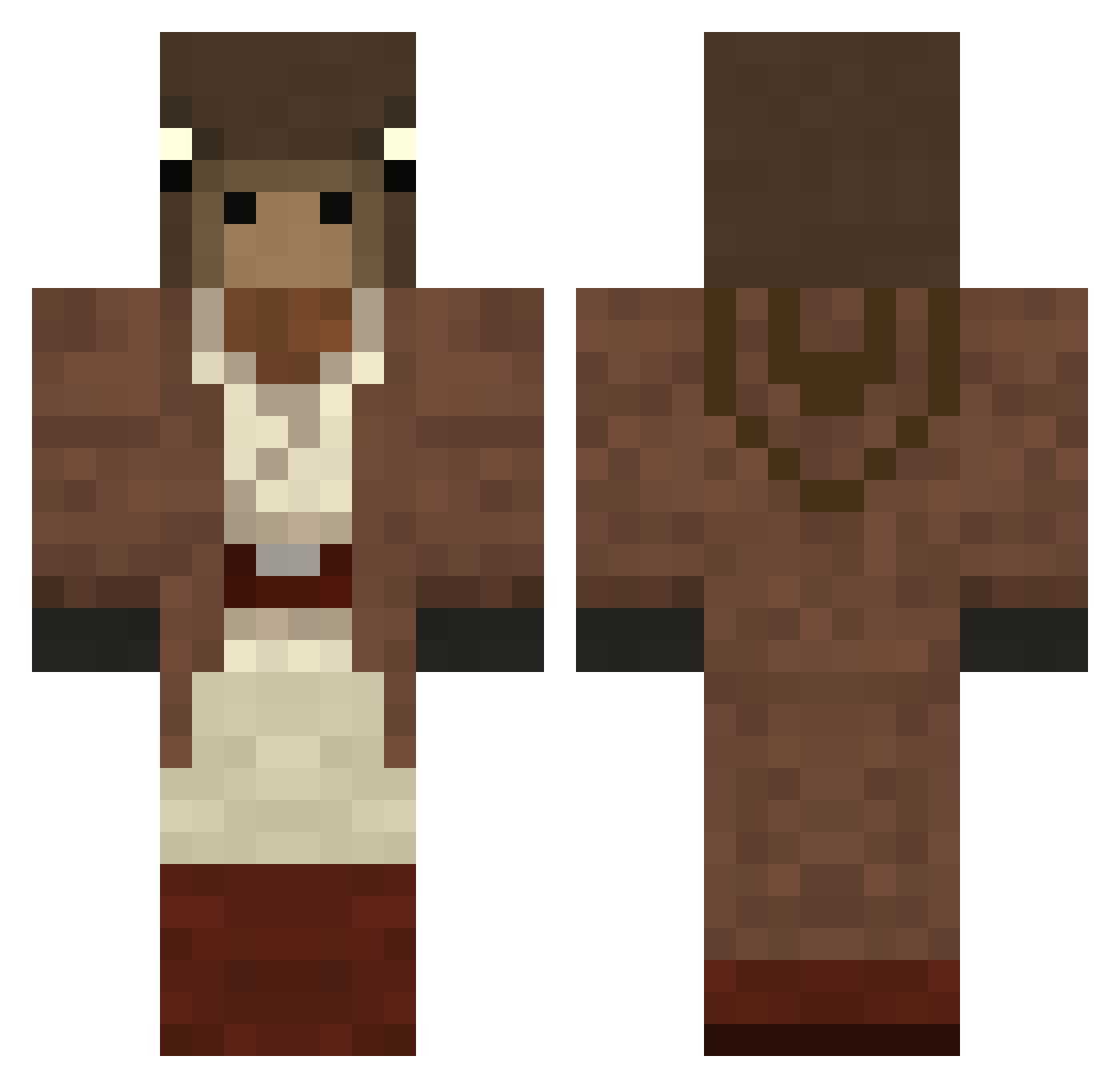 mooseskywalker Minecraft skin, front and back view