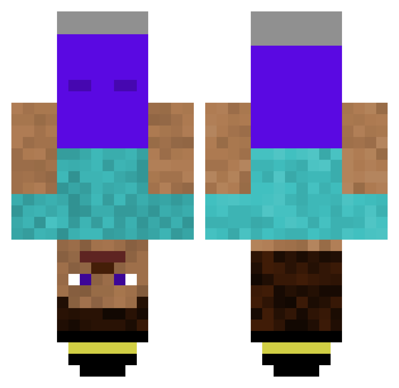 Pookietarrius Minecraft skin, front and back view