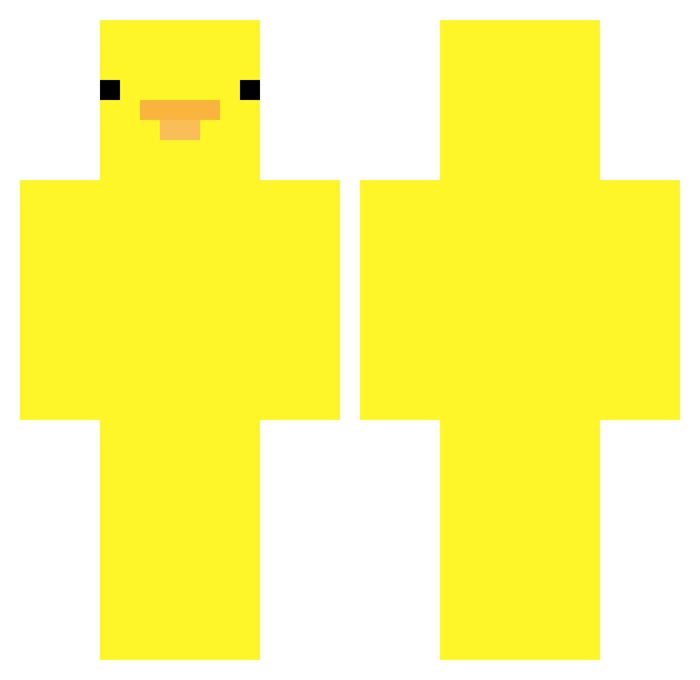 Quacking Minecraft skin, front and back view