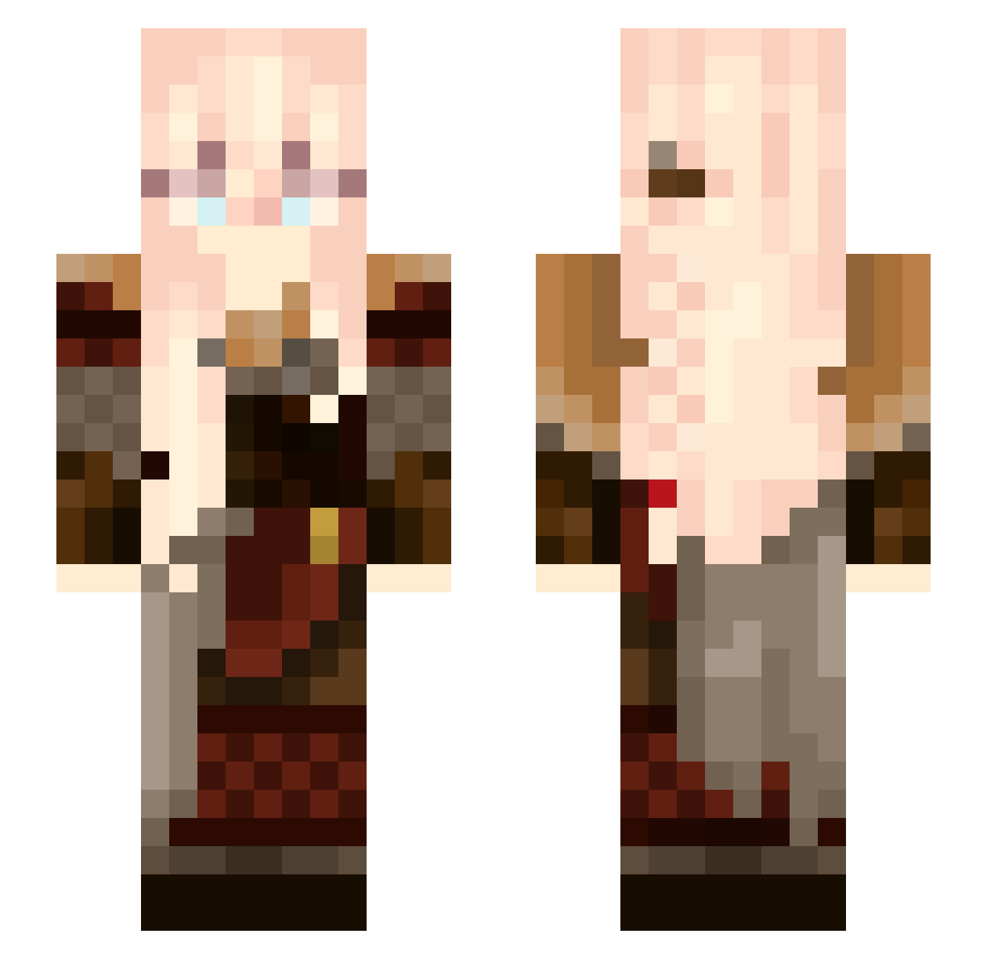 CommonIzzy Minecraft skin, front and back view