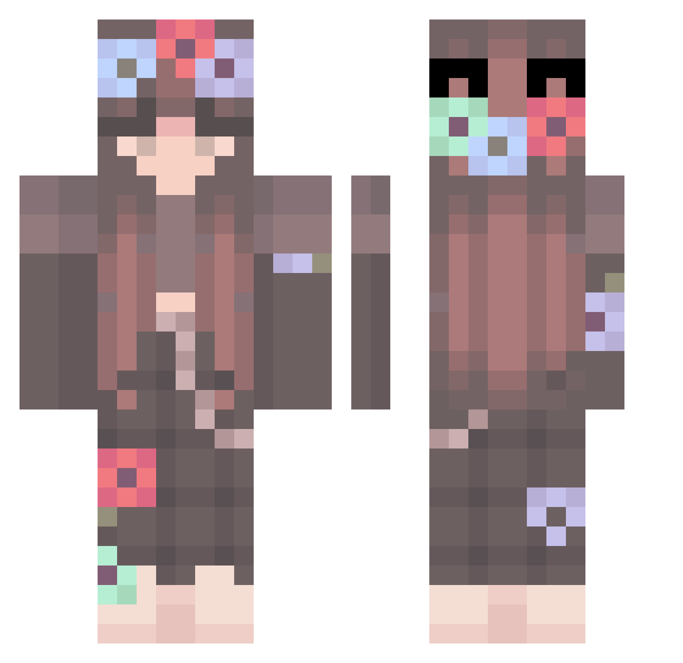 Silk_cat Minecraft skin, front and back view