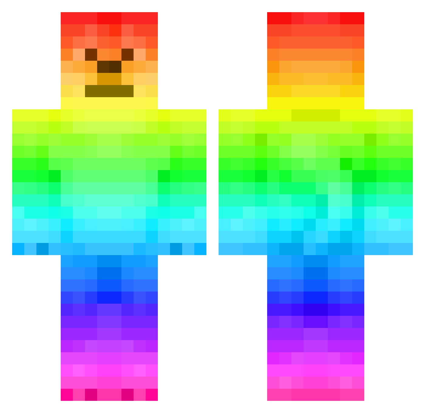 Torch_Watermelon Minecraft skin, front and back view