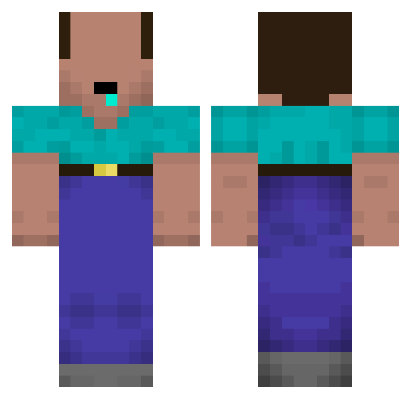 skaldus Minecraft skin, front and back view
