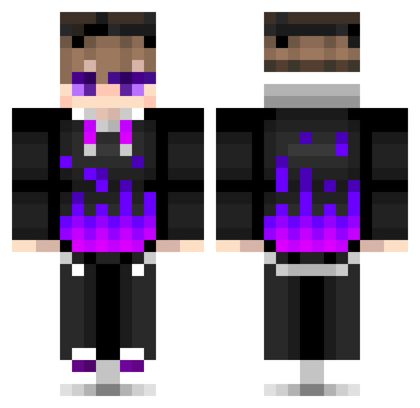 6WhitecroW9 Minecraft skin, front and back view