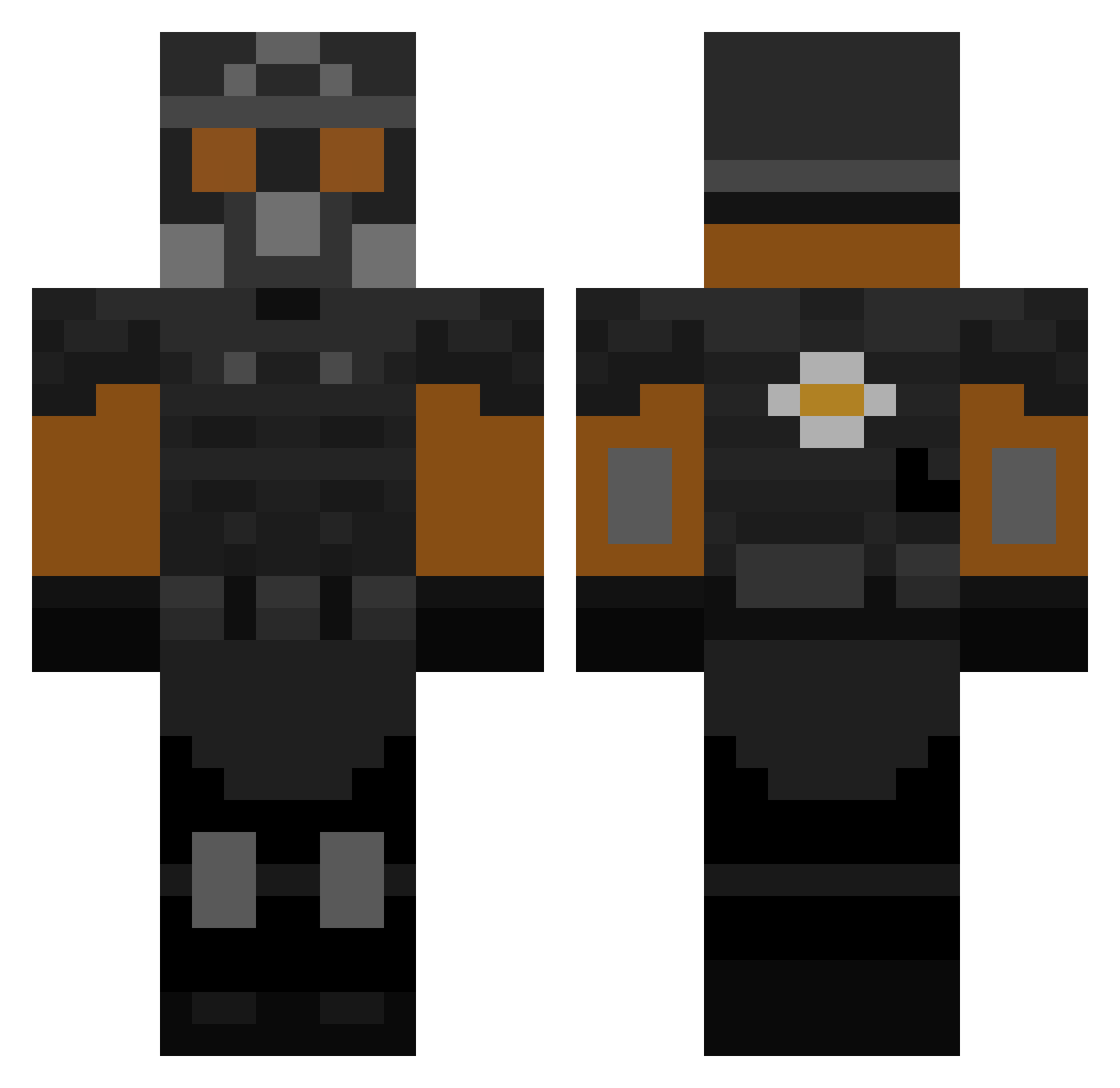 Traksio Minecraft skin, front and back view