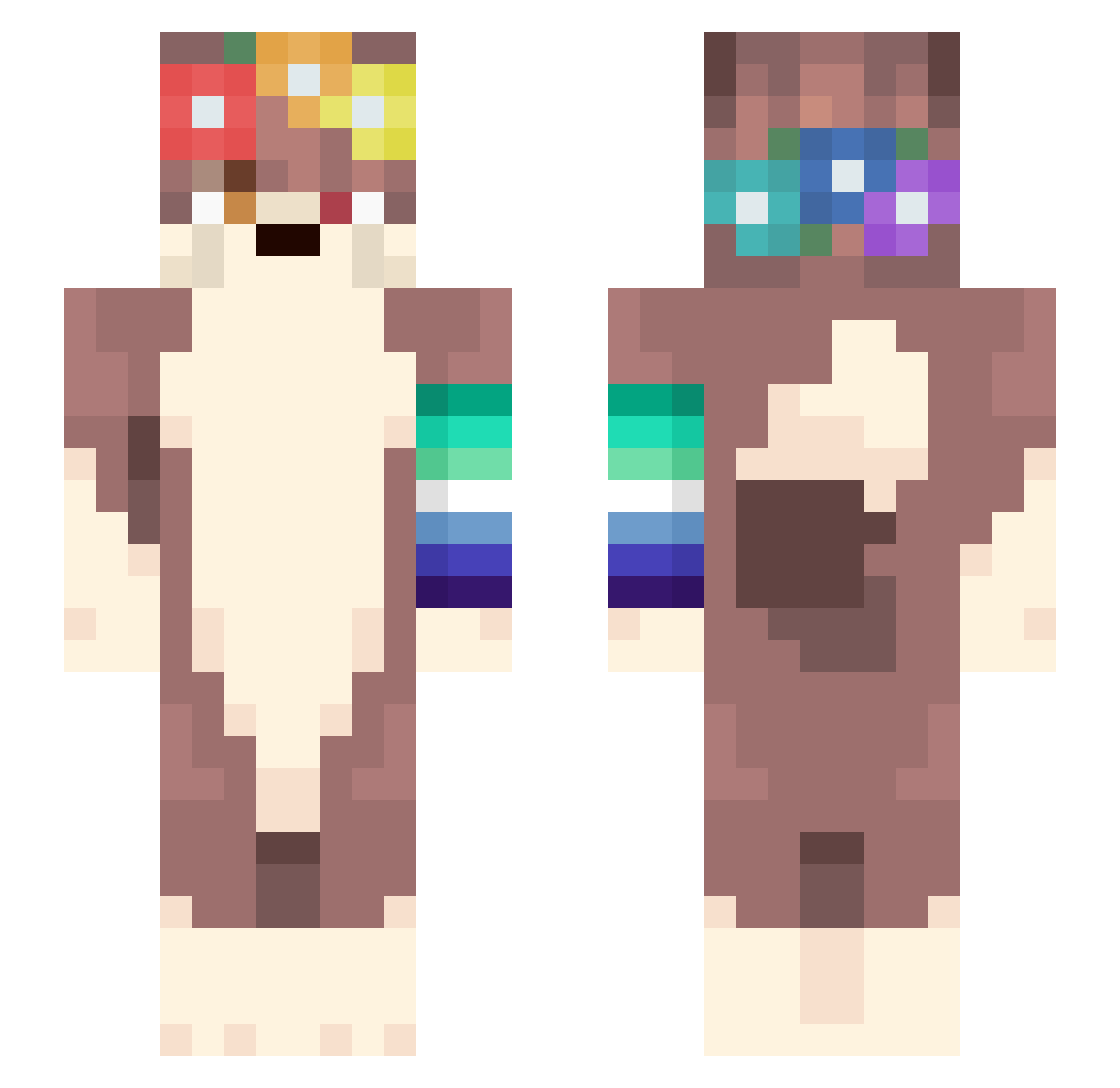 RA3DAL Minecraft skin, front and back view