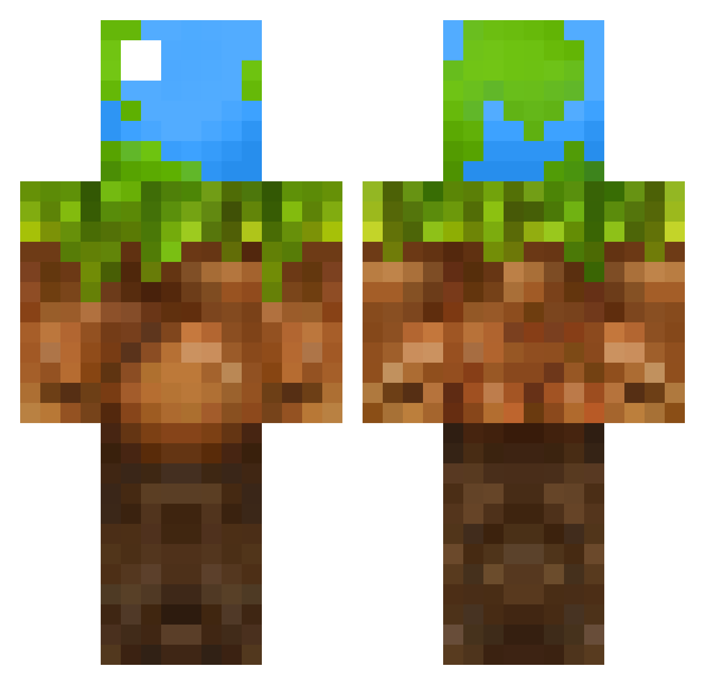 wived Minecraft skin, front and back view