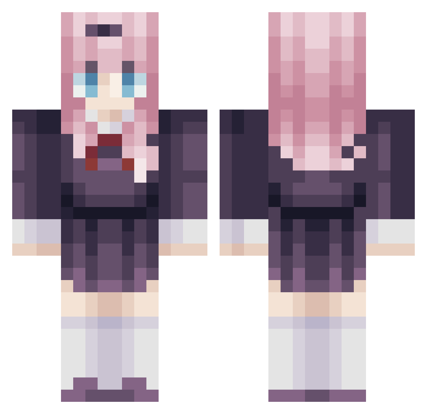 Applestellar Minecraft skin, front and back view