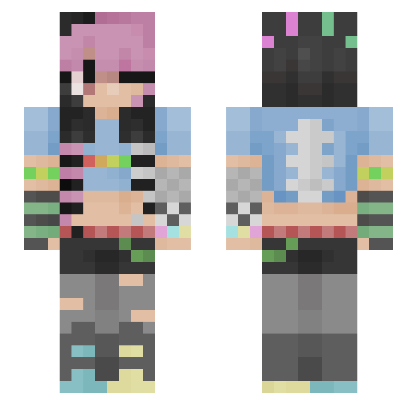 detoliz Minecraft skin, front and back view