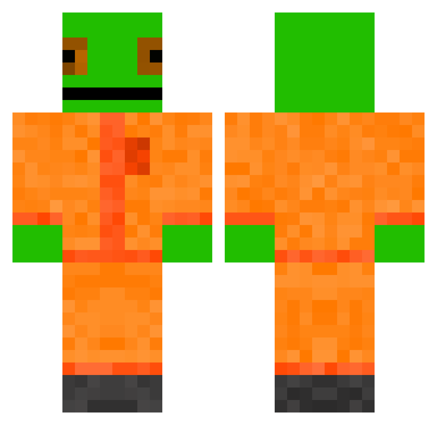 TrueColourGecko Minecraft skin, front and back view