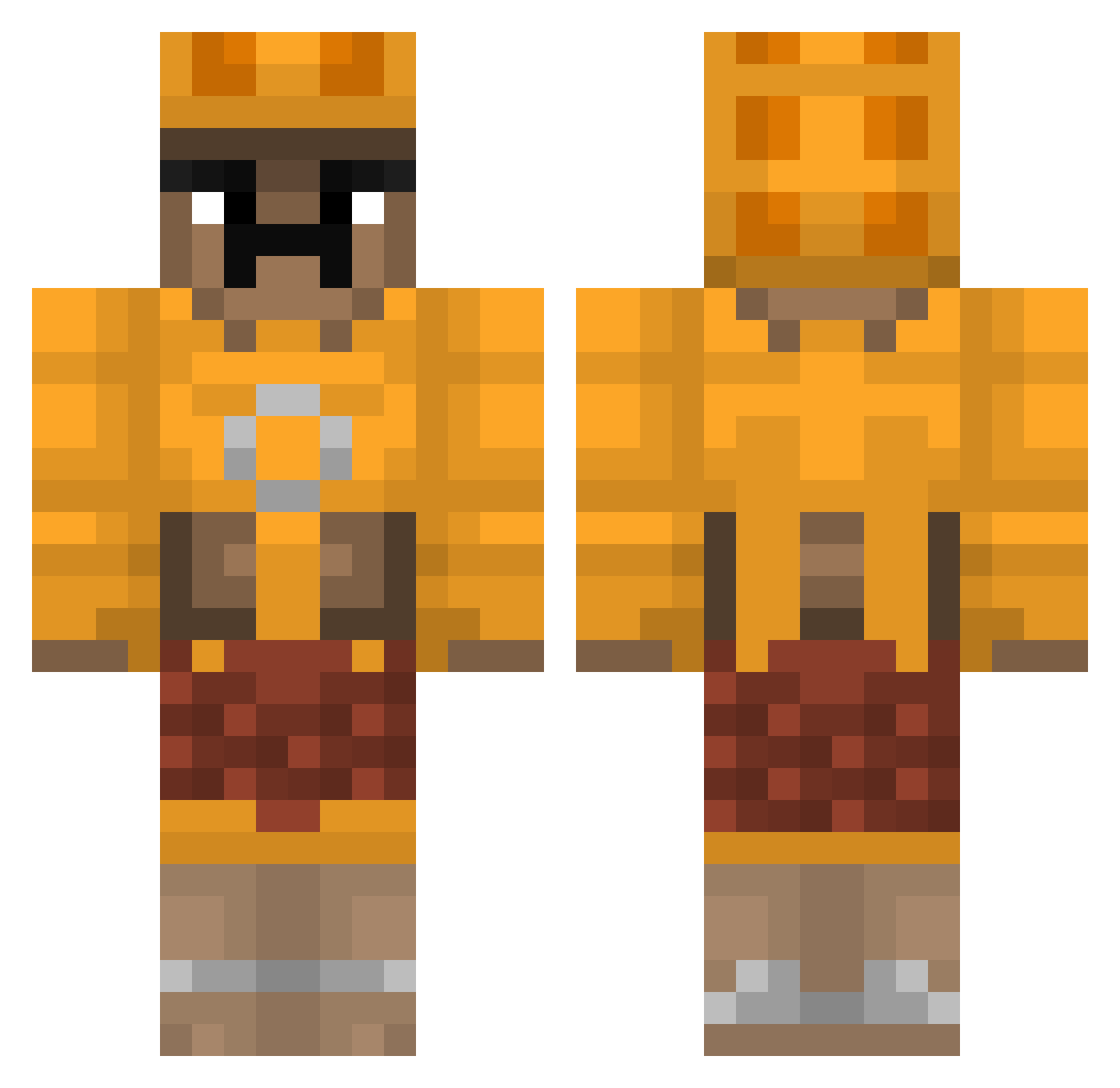 a0m0 Minecraft skin, front and back view