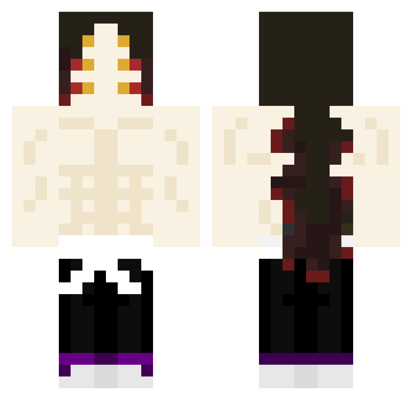 SatoruInvoker Minecraft skin, front and back view